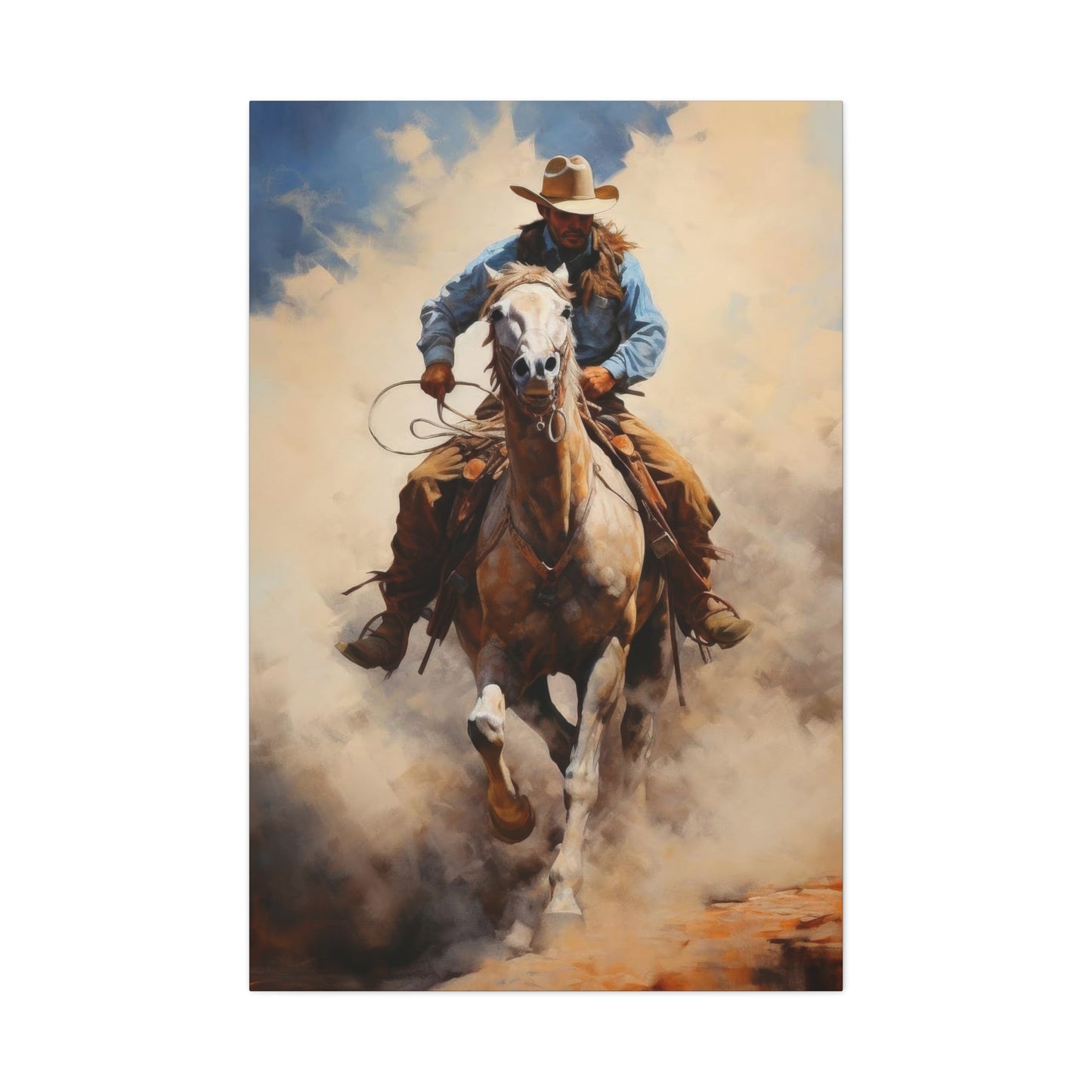 Cowboy Speeding With Horse Wall Art & Canvas Prints