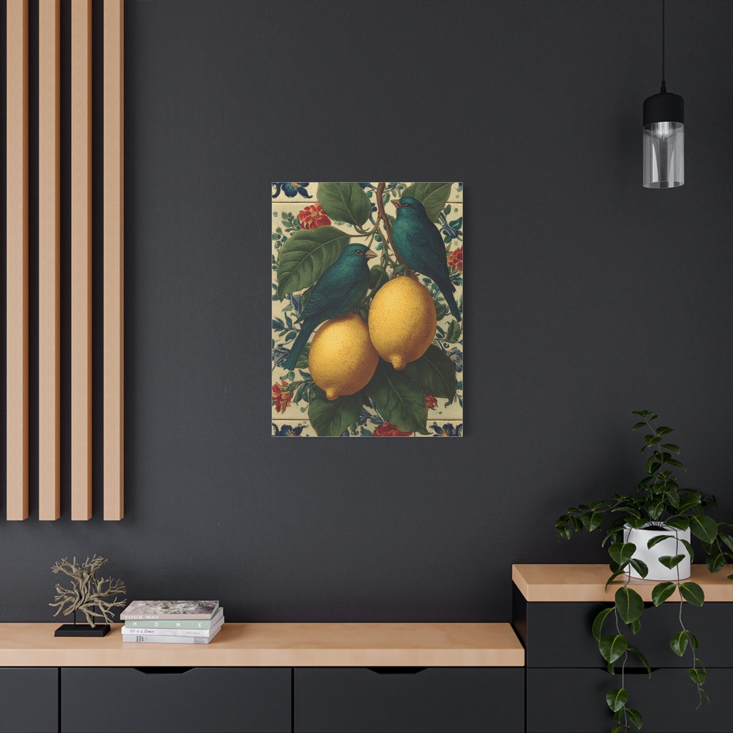 Italian Lemon & Birds Decorative Kitchen Wall Art & Canvas Print