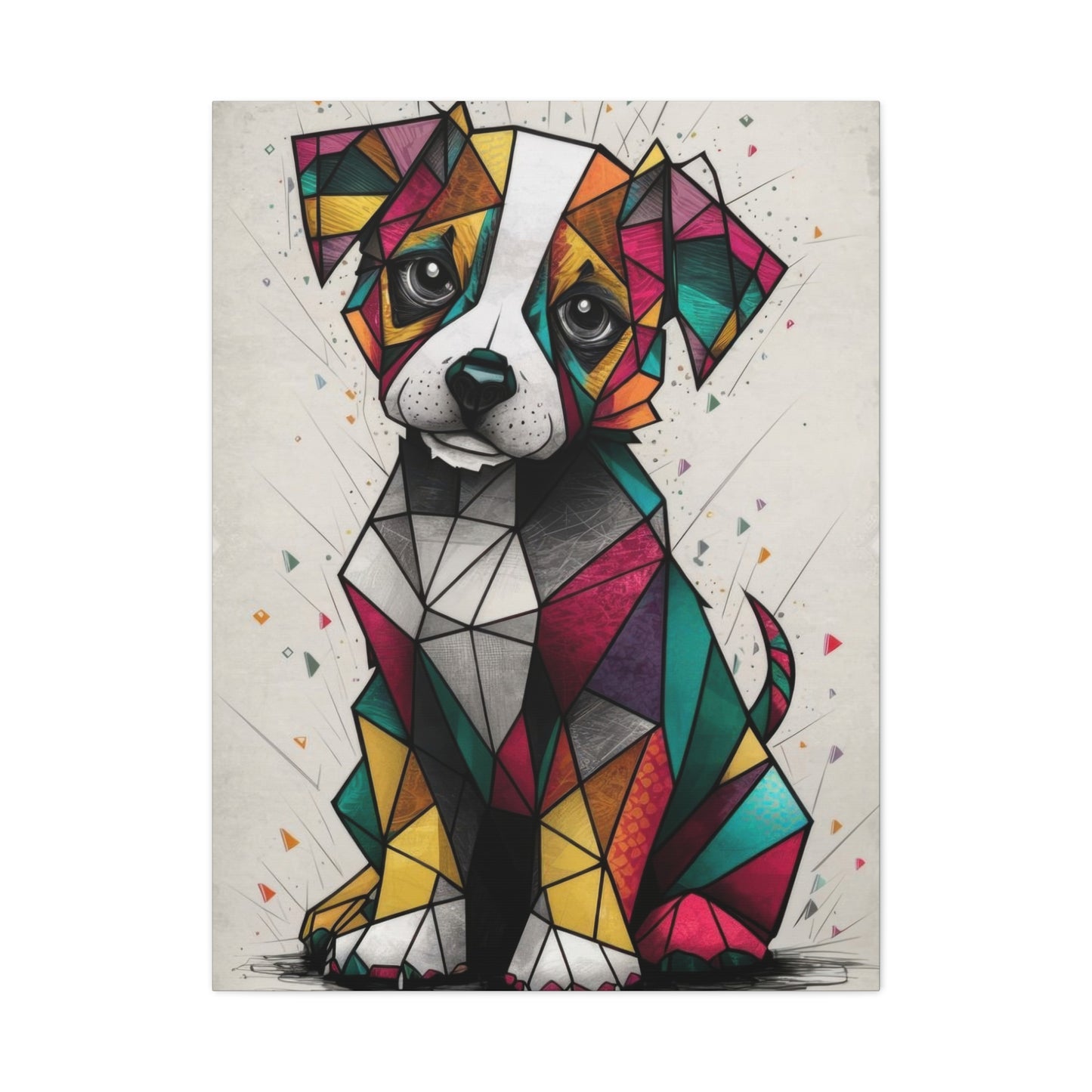 Cute Dog Cubism Wall Art & Canvas Prints
