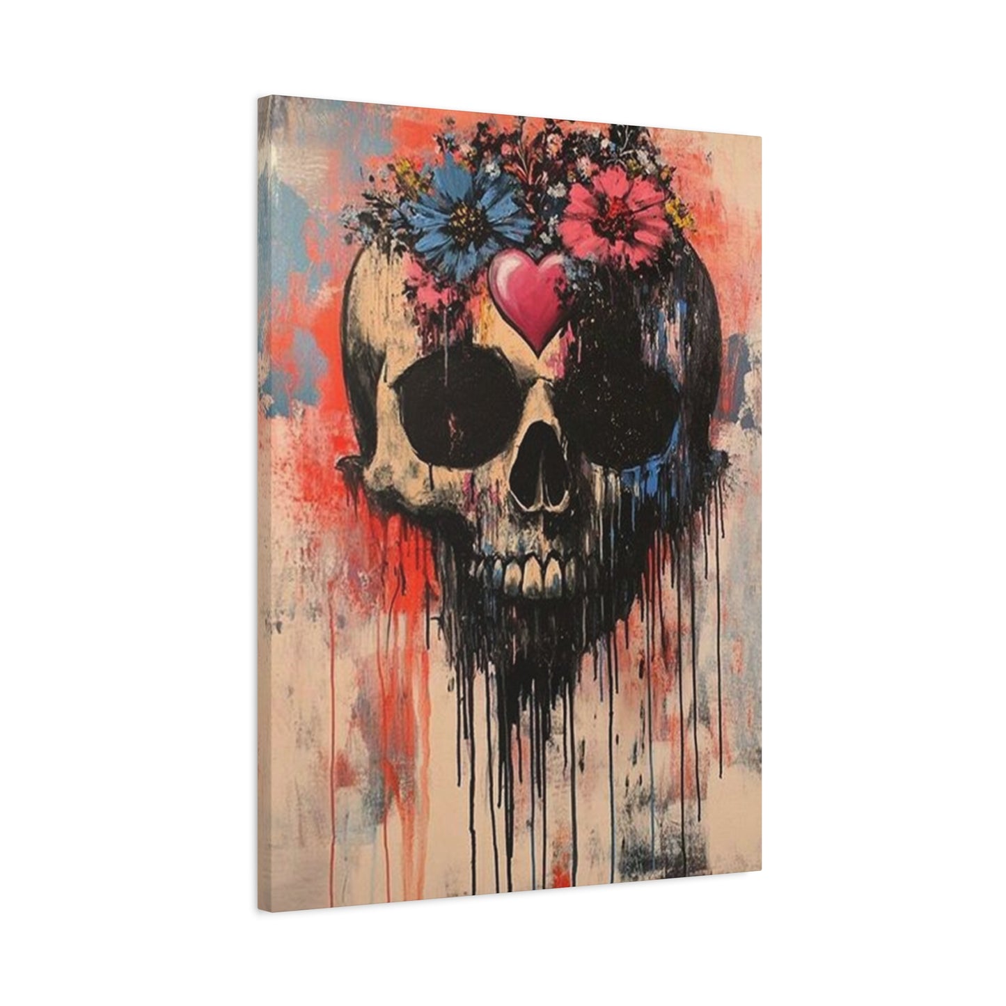 Colorful Flowers On Skull Poster Wall Art & Canvas Prints