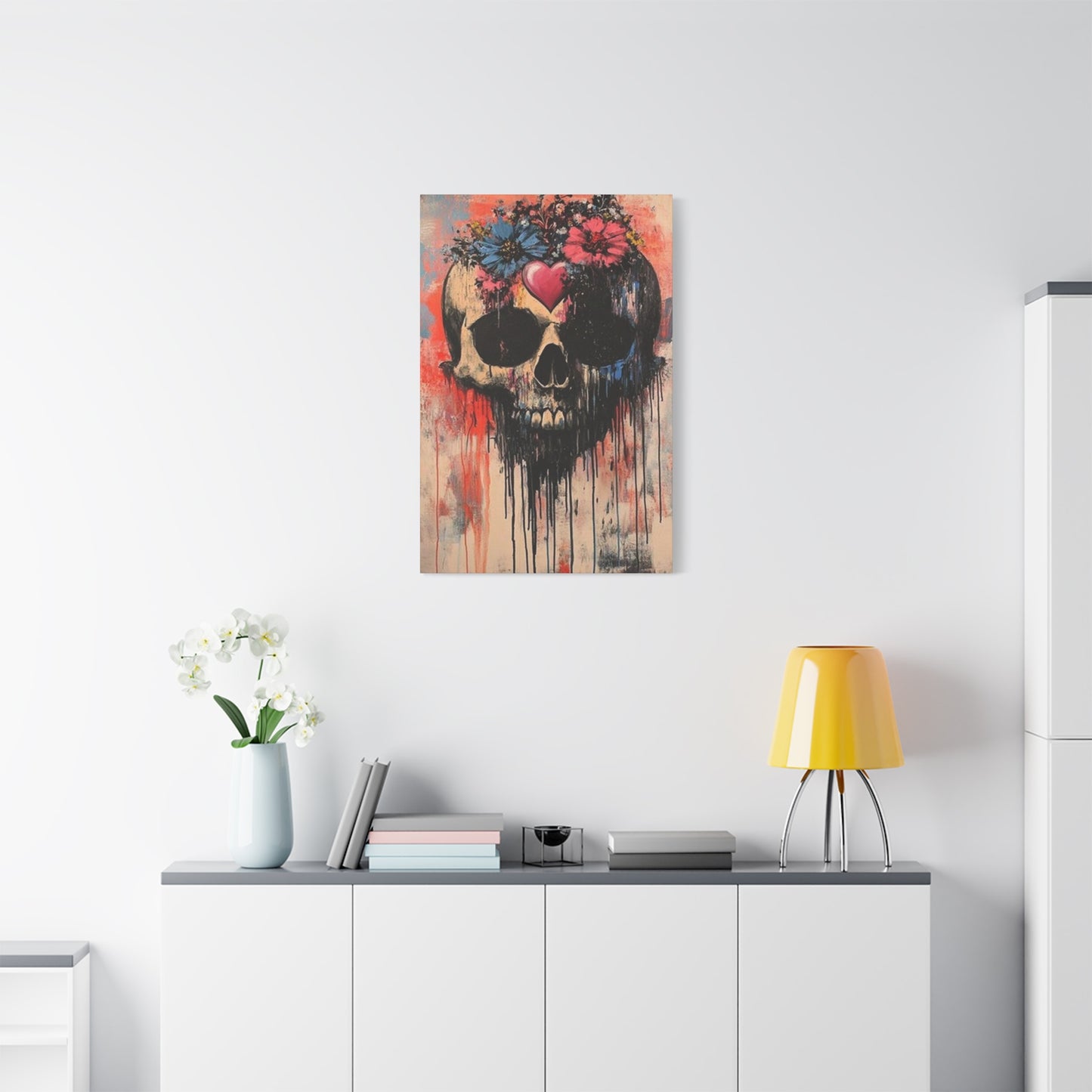 Colorful Flowers On Skull Poster Wall Art & Canvas Prints