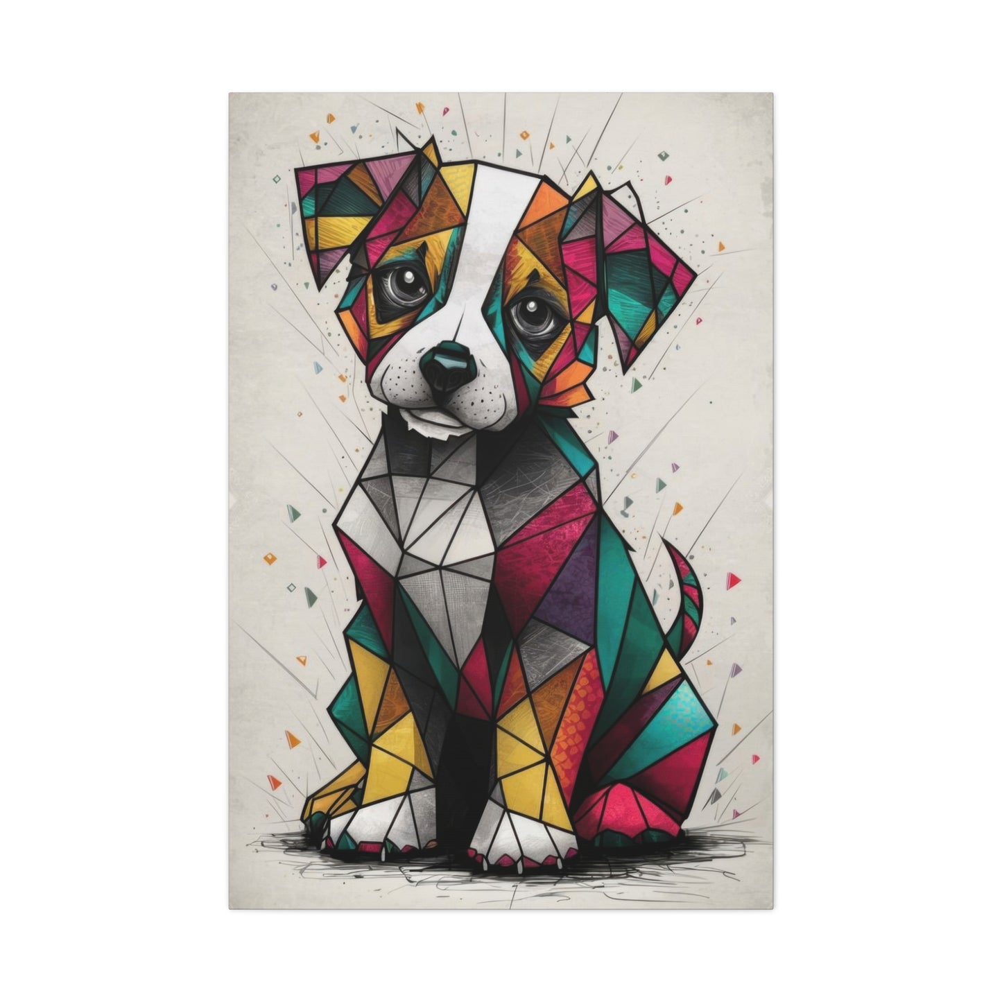 Cute Dog Cubism Wall Art & Canvas Prints