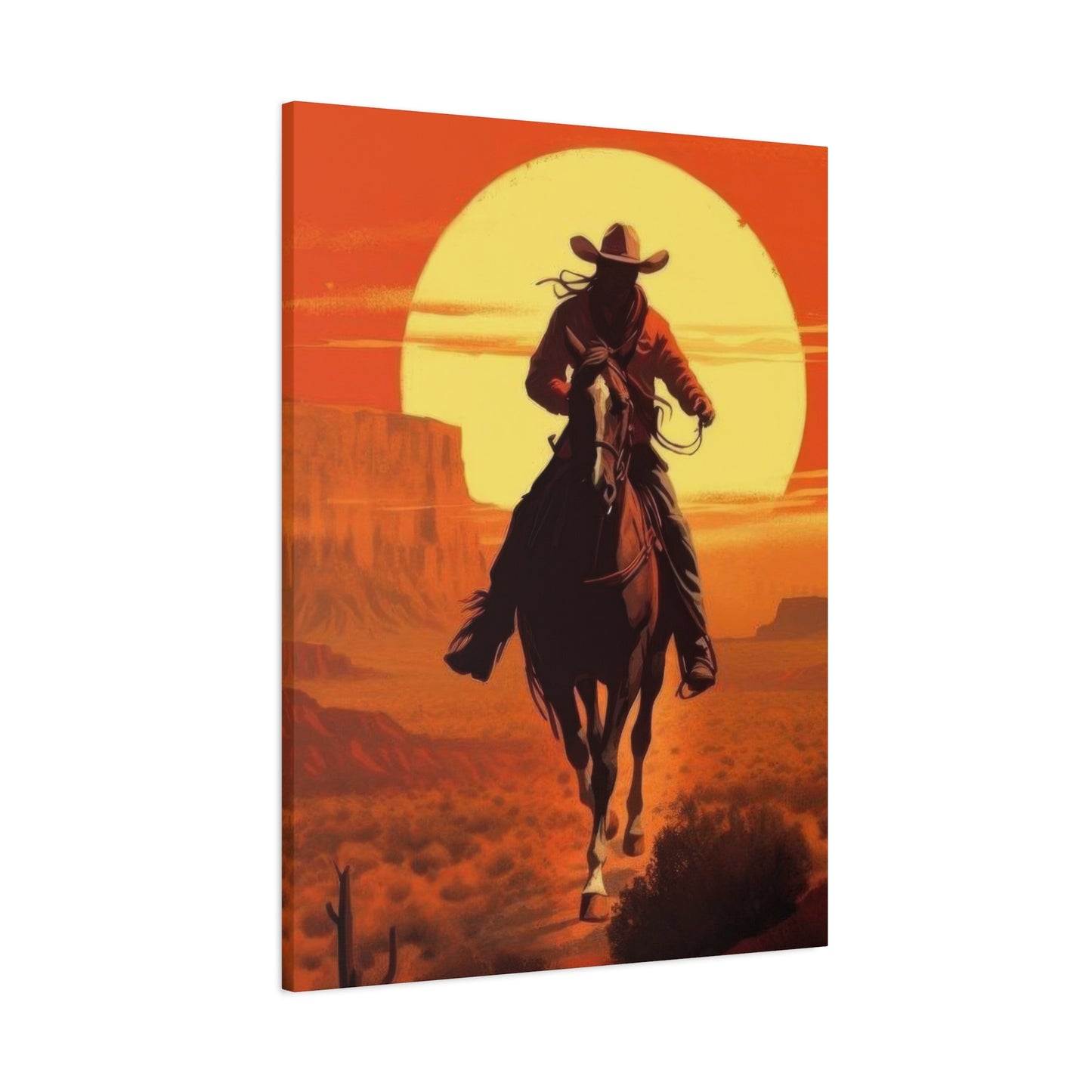 Cowboy Through Sunset Wall Art & Canvas Prints