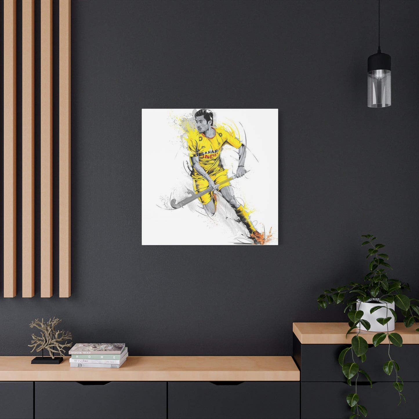 Indian Hockey Player Painting Wall Art & Canvas Prints