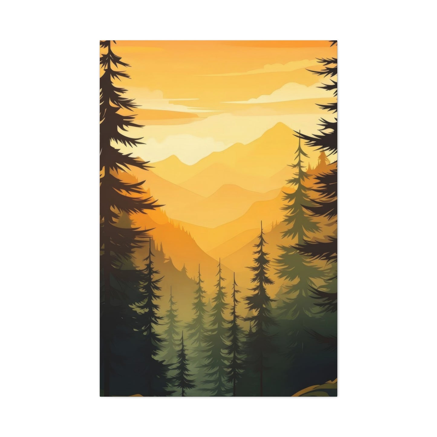 Sunset In Forest Wall Art & Canvas Prints