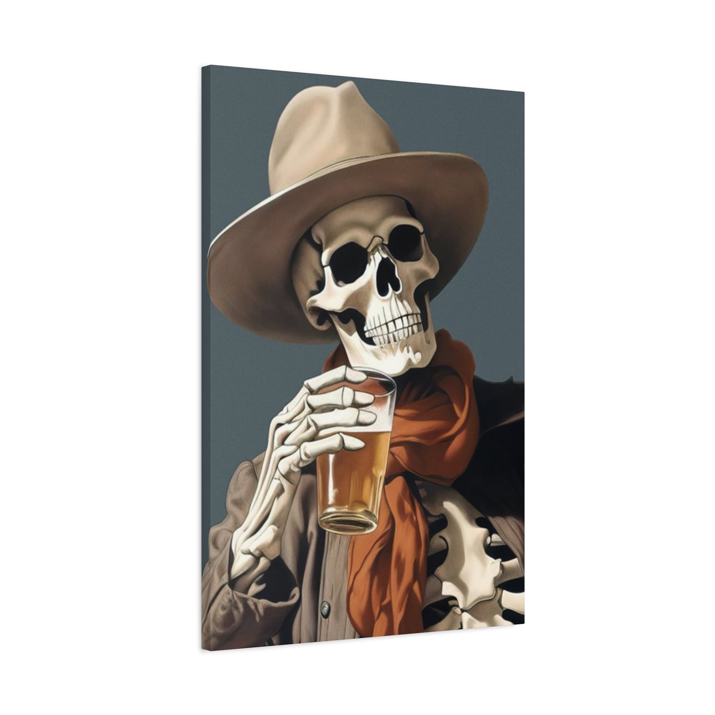 Drinking Skeleton Cowboy Wall Art & Canvas Prints