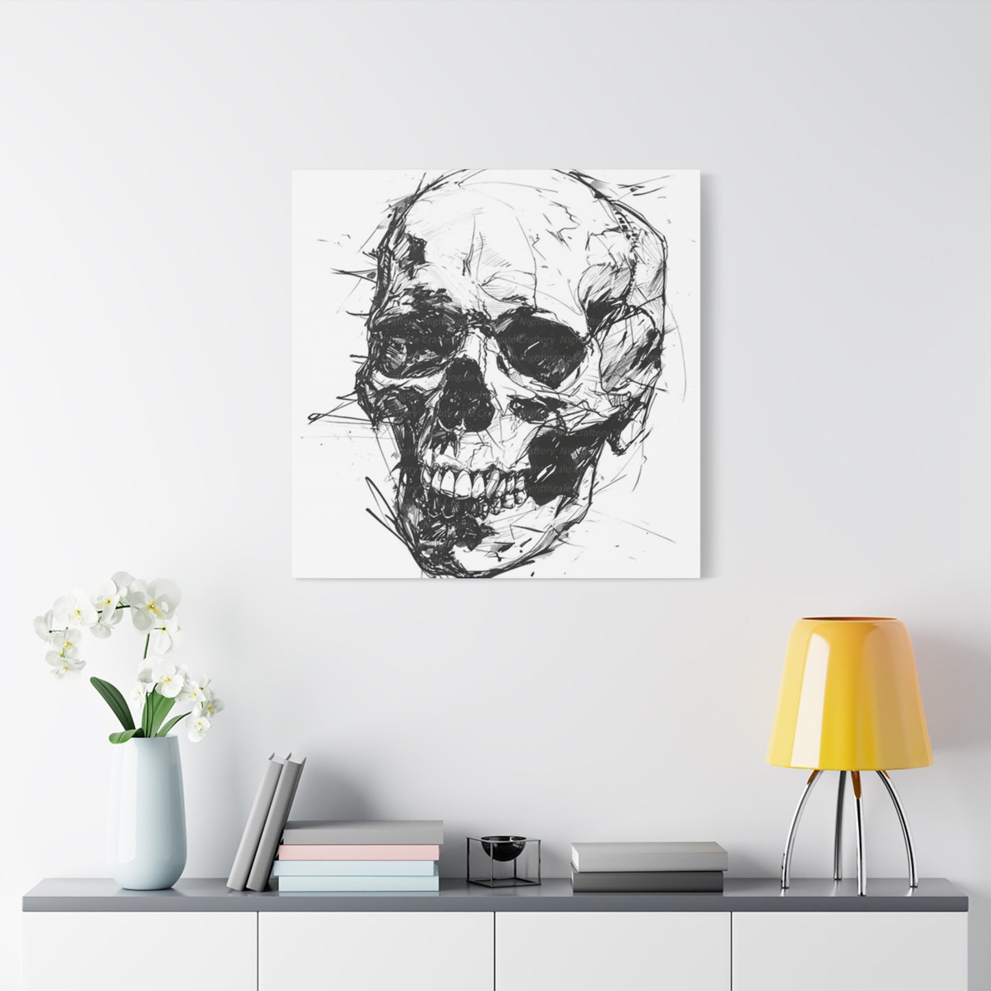 Skull Hand Drawing Wall Art & Canvas Prints