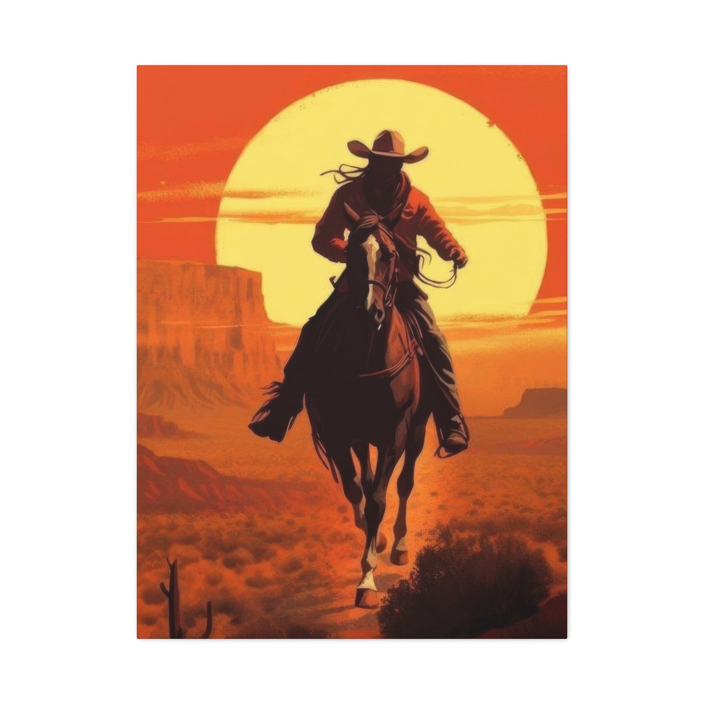 Cowboy Through Sunset Wall Art & Canvas Prints