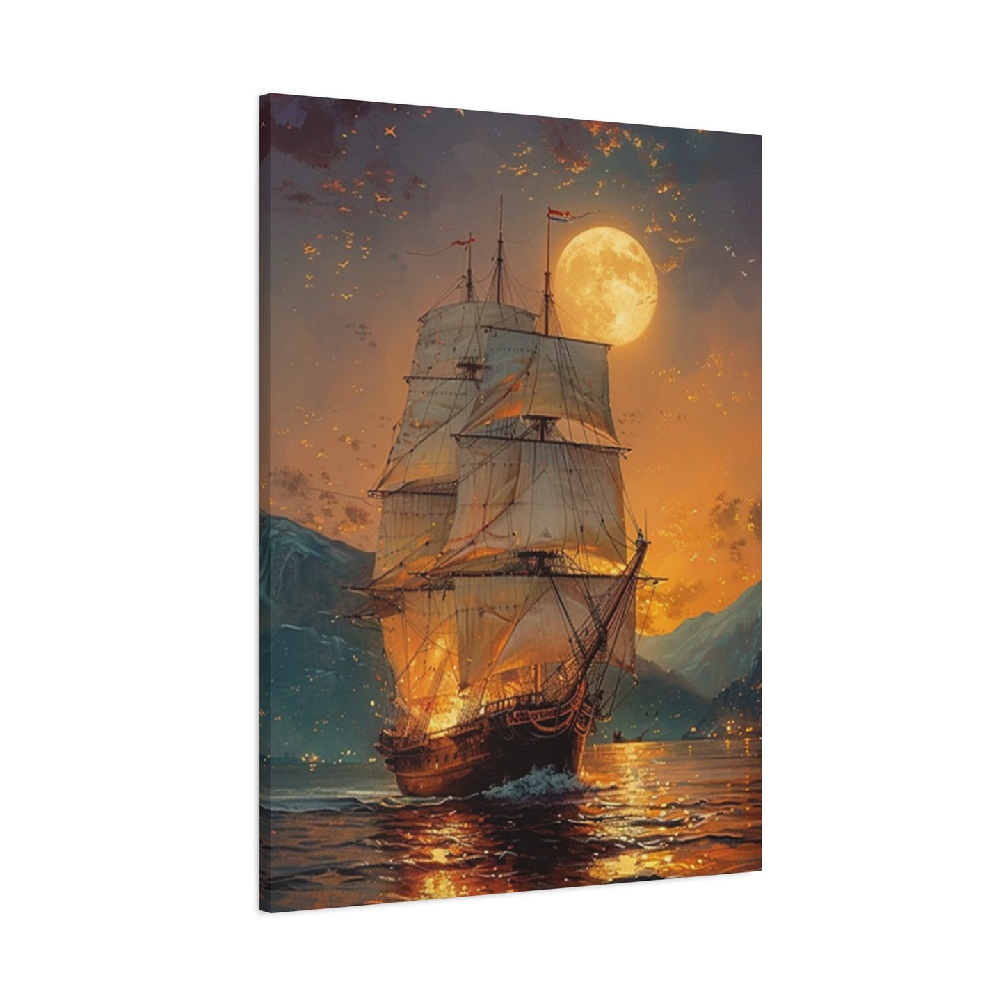 Ship Sailing In Evening Wall Art & Canvas Prints