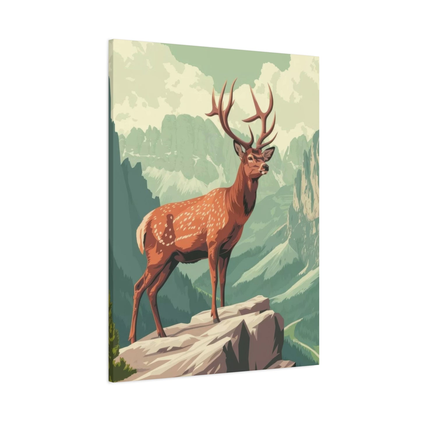 Deer Standing On A Cliff Wall Art & Canvas Prints