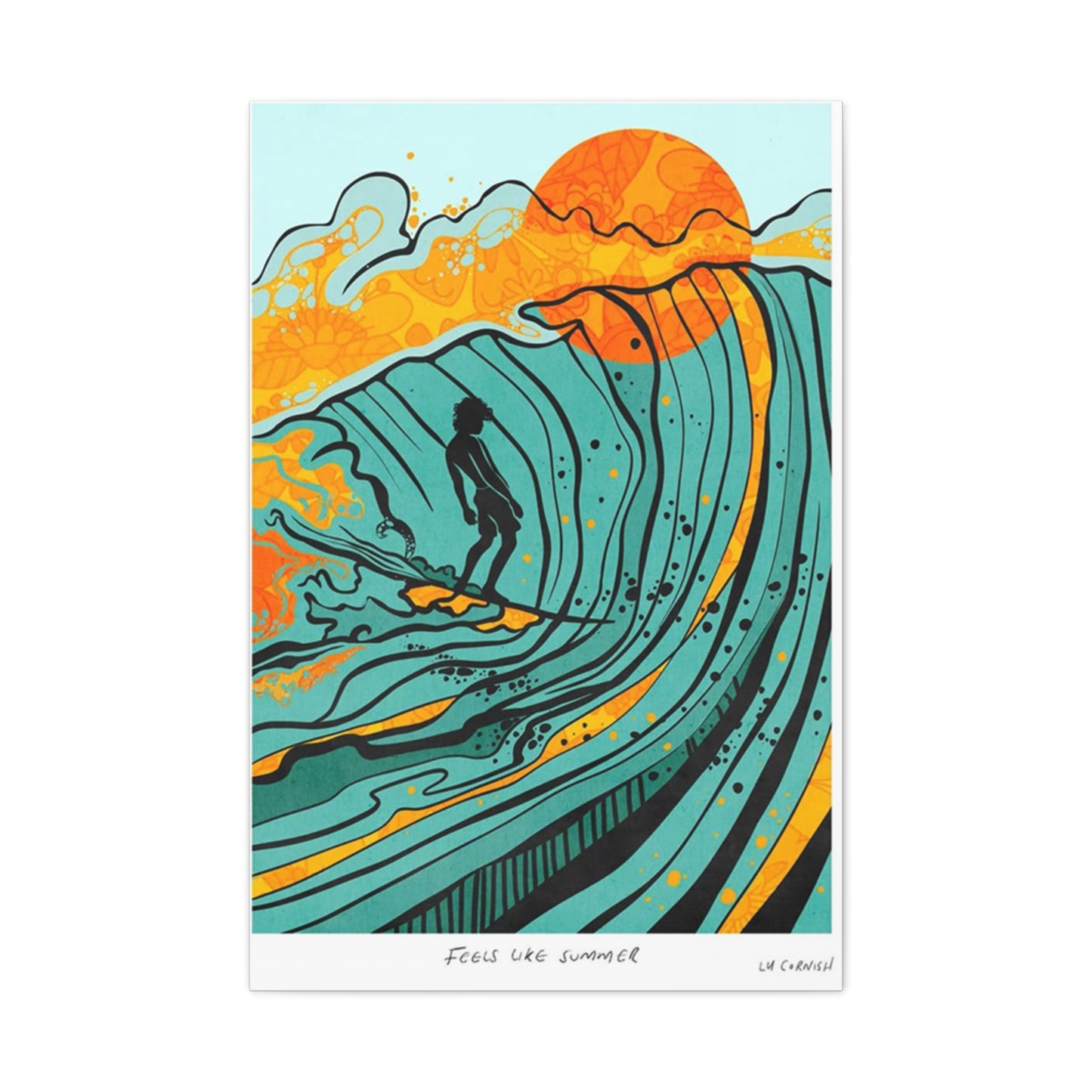 Surfing Drawing Wall Art & Canvas Prints