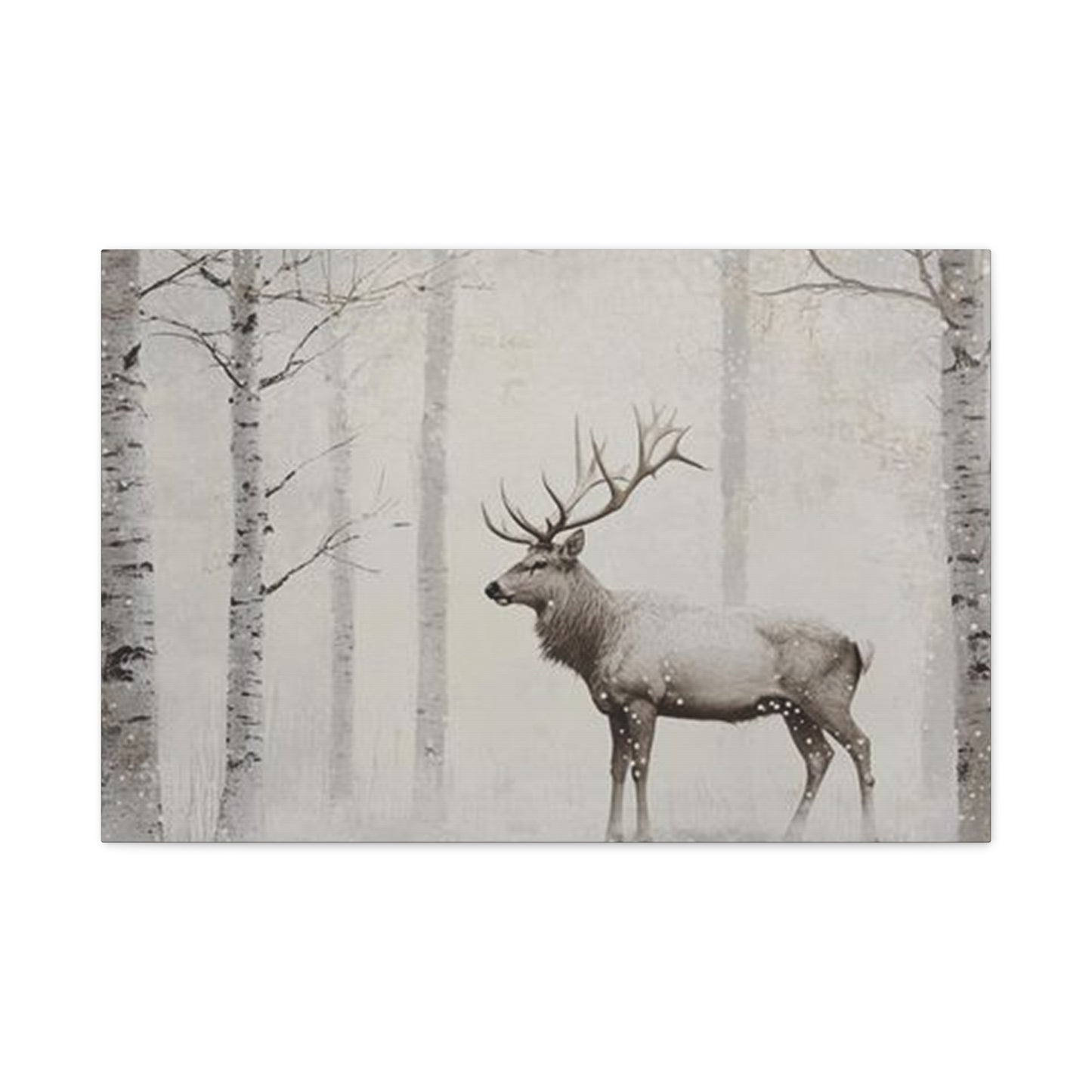 Deer In Snow Painting Wall Art & Canvas Prints