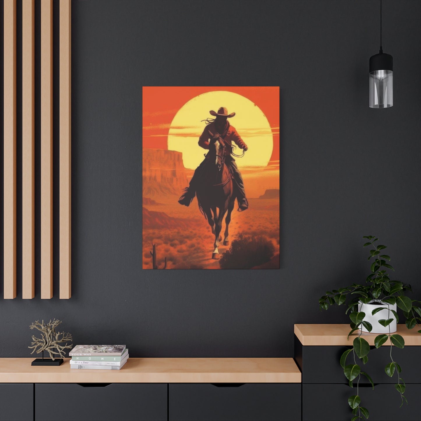 Cowboy Through Sunset Wall Art & Canvas Prints