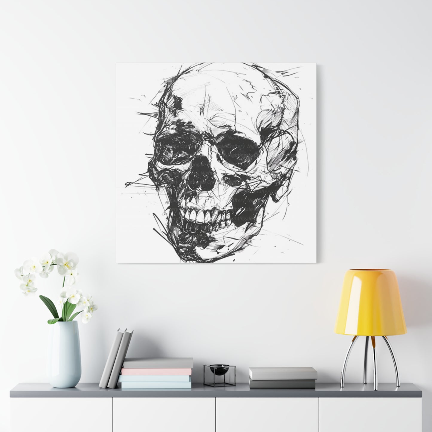 Skull Hand Drawing Wall Art & Canvas Prints