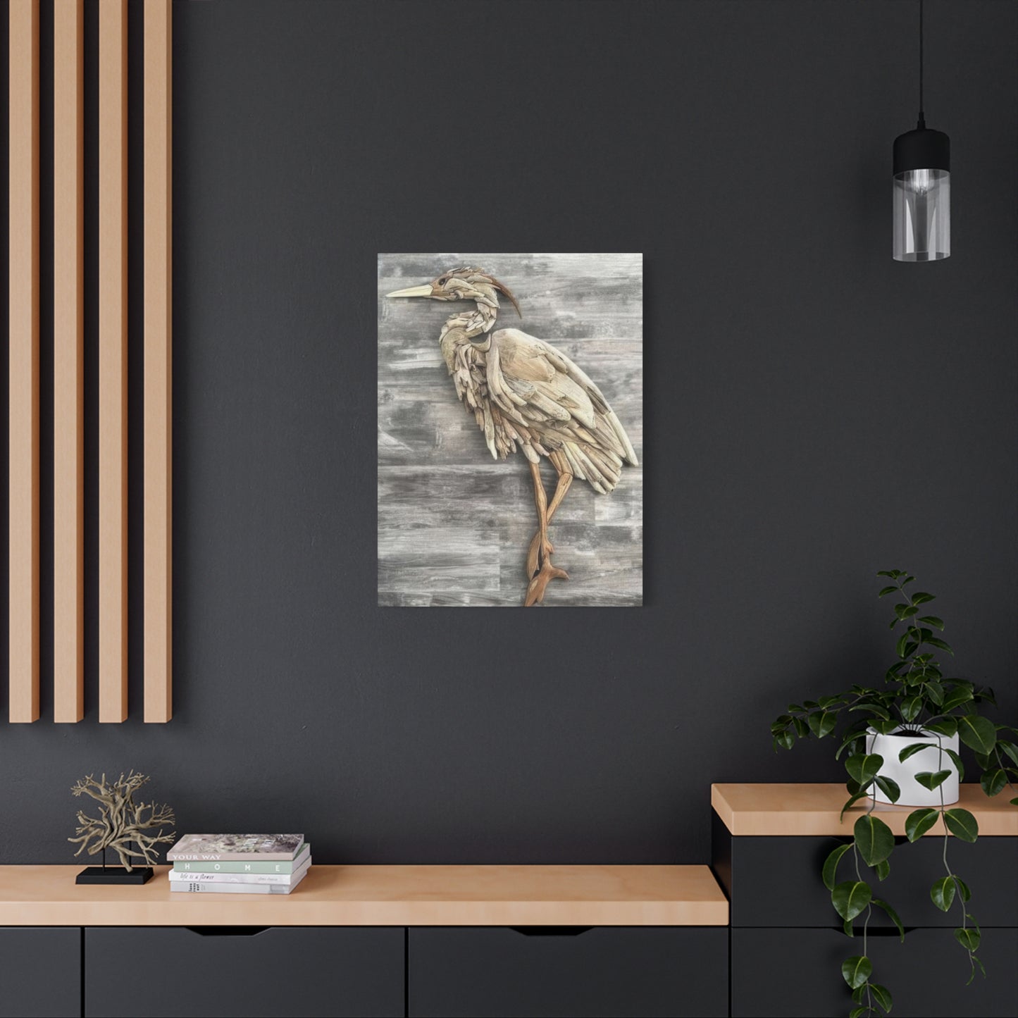 Driftwood Crane Wall Art & Canvas Prints