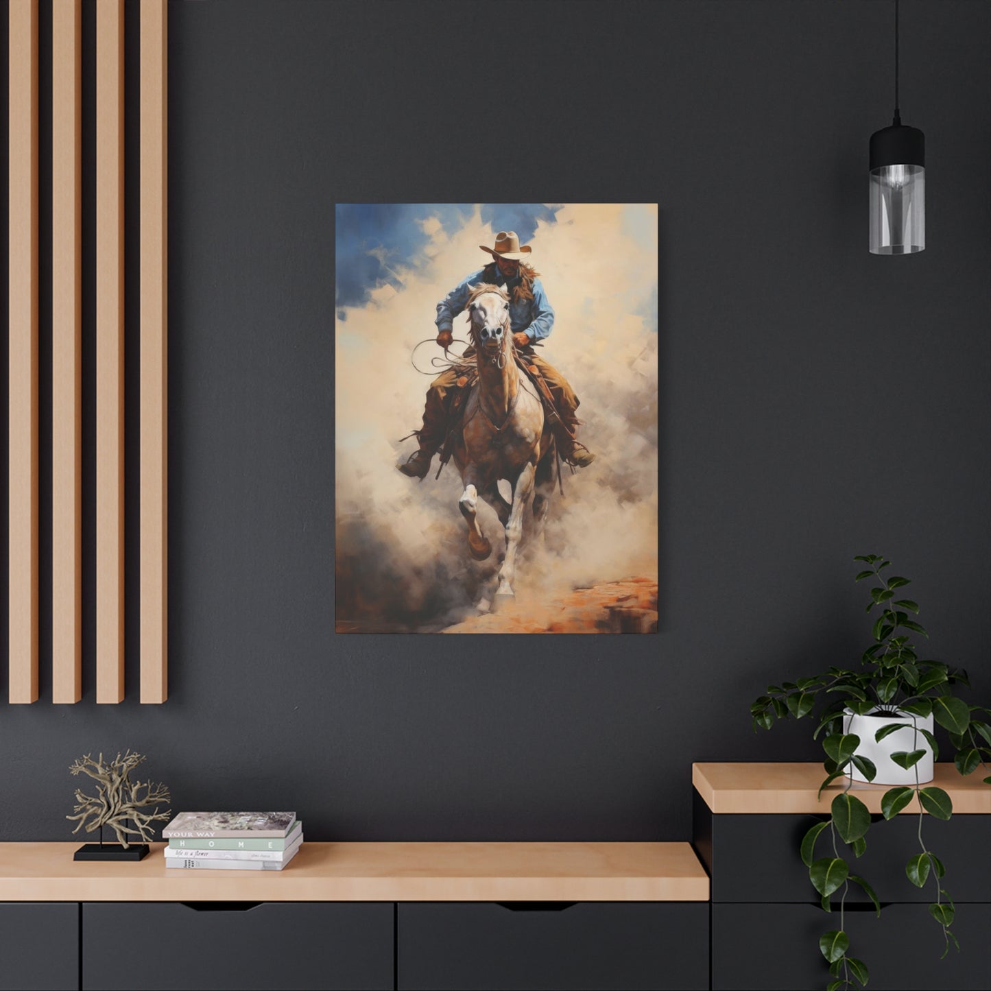Cowboy Speeding With Horse Wall Art & Canvas Prints