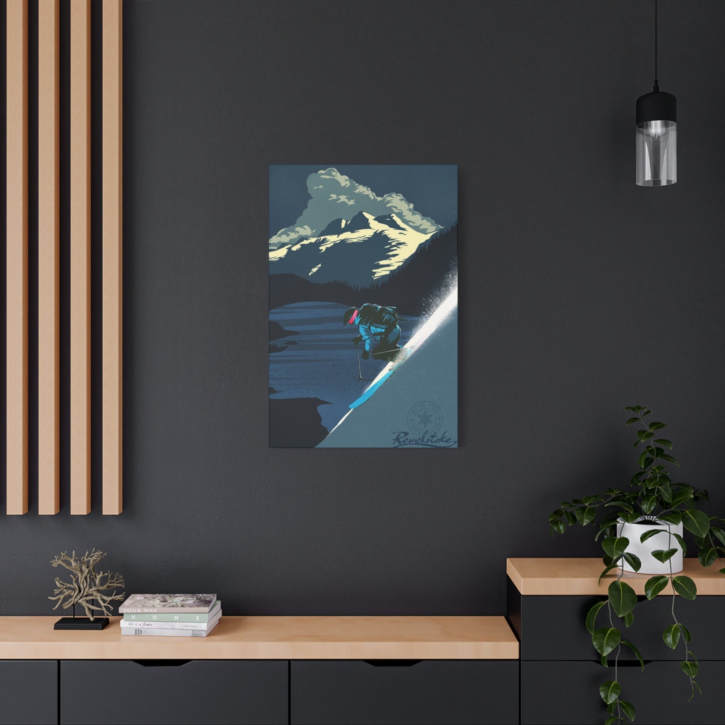 Skiing At Night Poster Wall Art & Canvas Prints