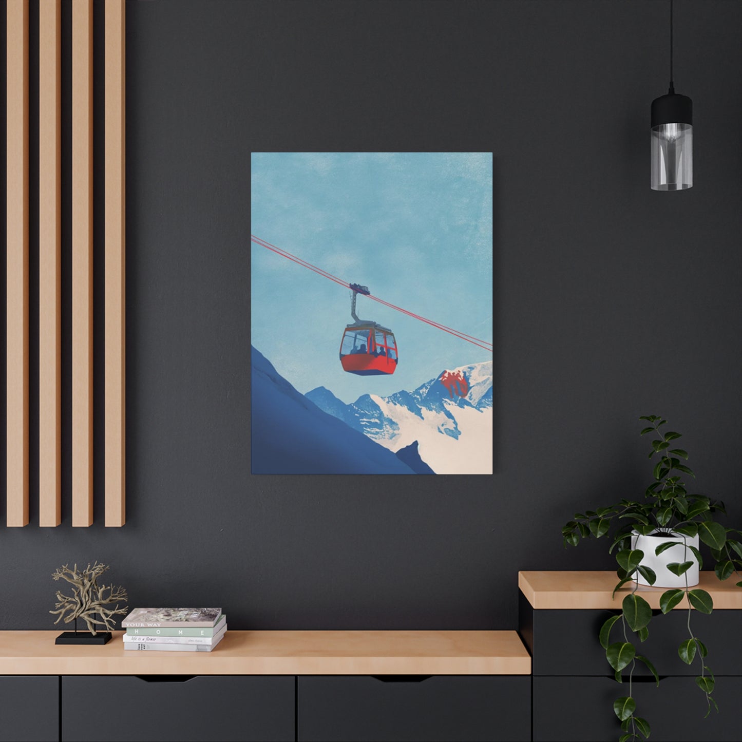 Red Cable Car In Mountain Wall Art & Canvas Prints