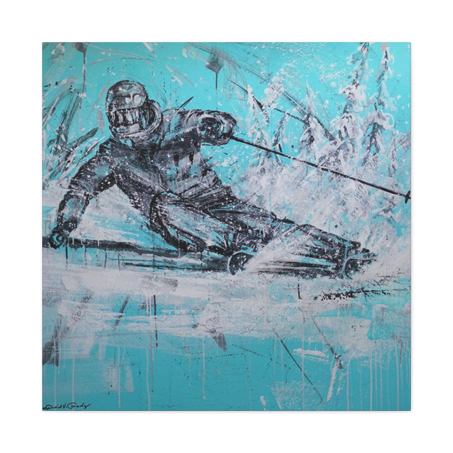 Skiing In White Snow Poster Wall Art & Canvas Prints