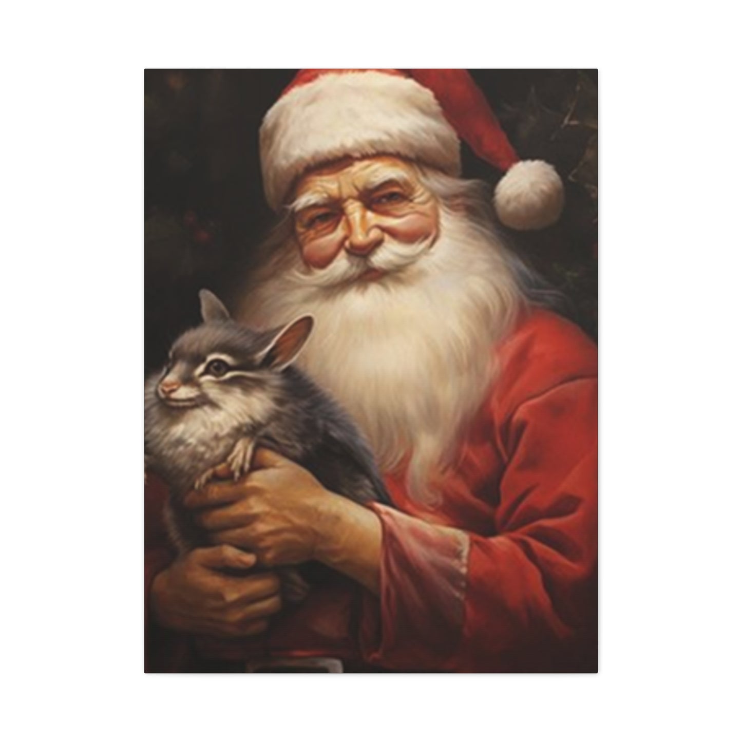Santa Claus With A Fat Rat Painting Wall Art & Canvas Prints