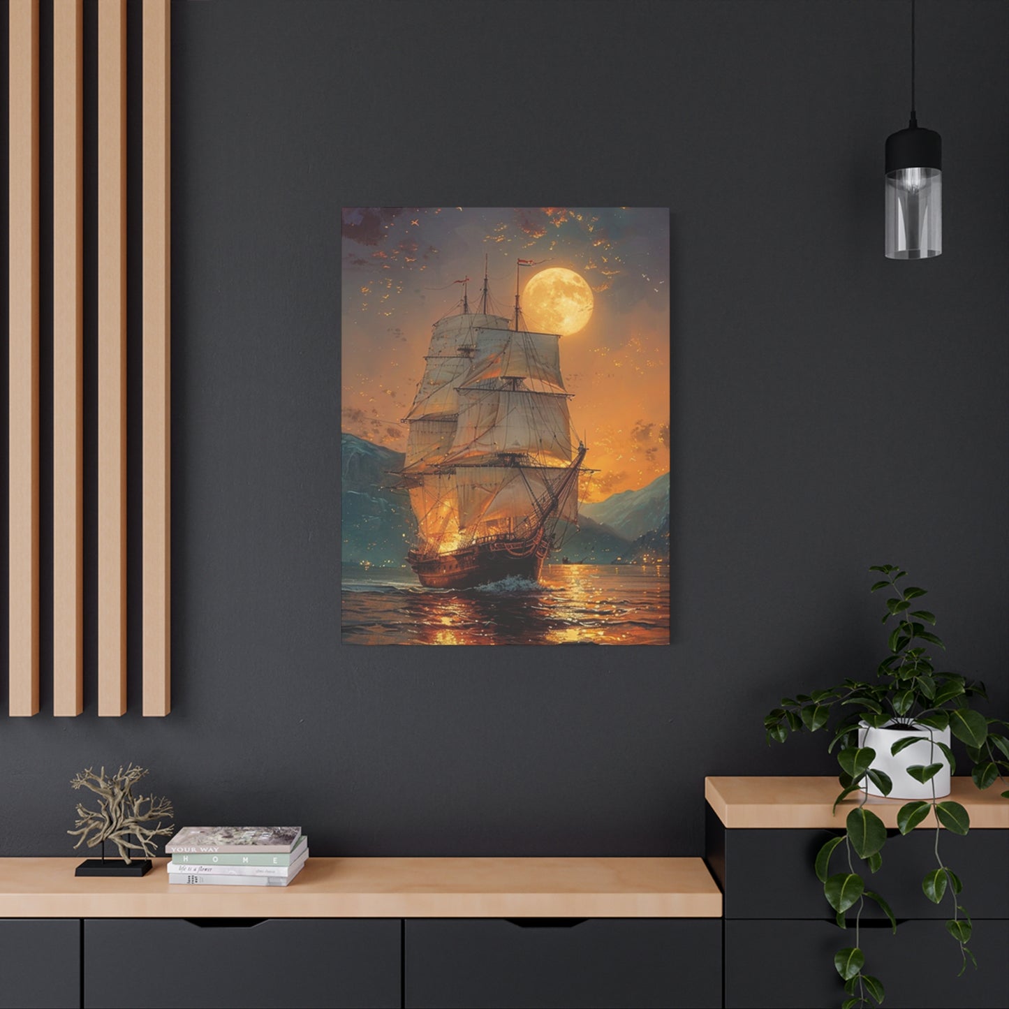 Ship Sailing In Evening Wall Art & Canvas Prints