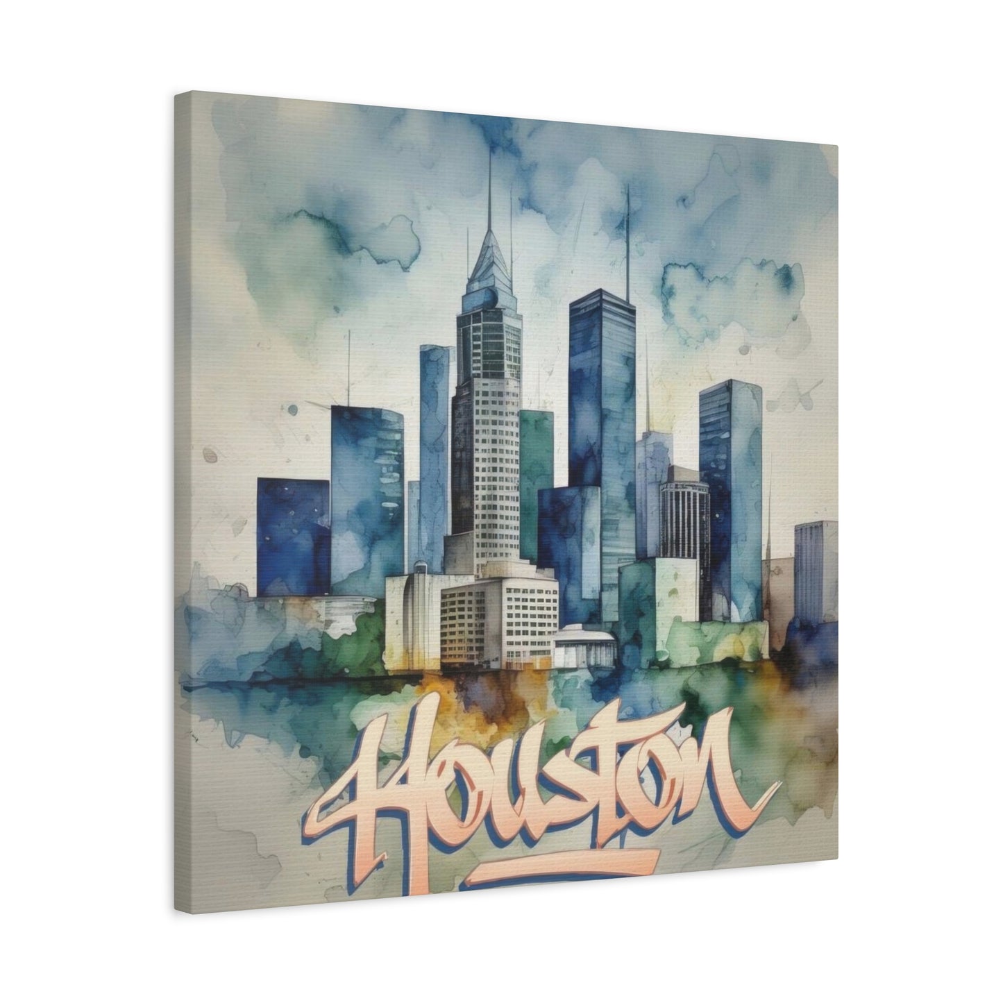 Houston Skyline Watercolor Wall Art & Canvas Prints