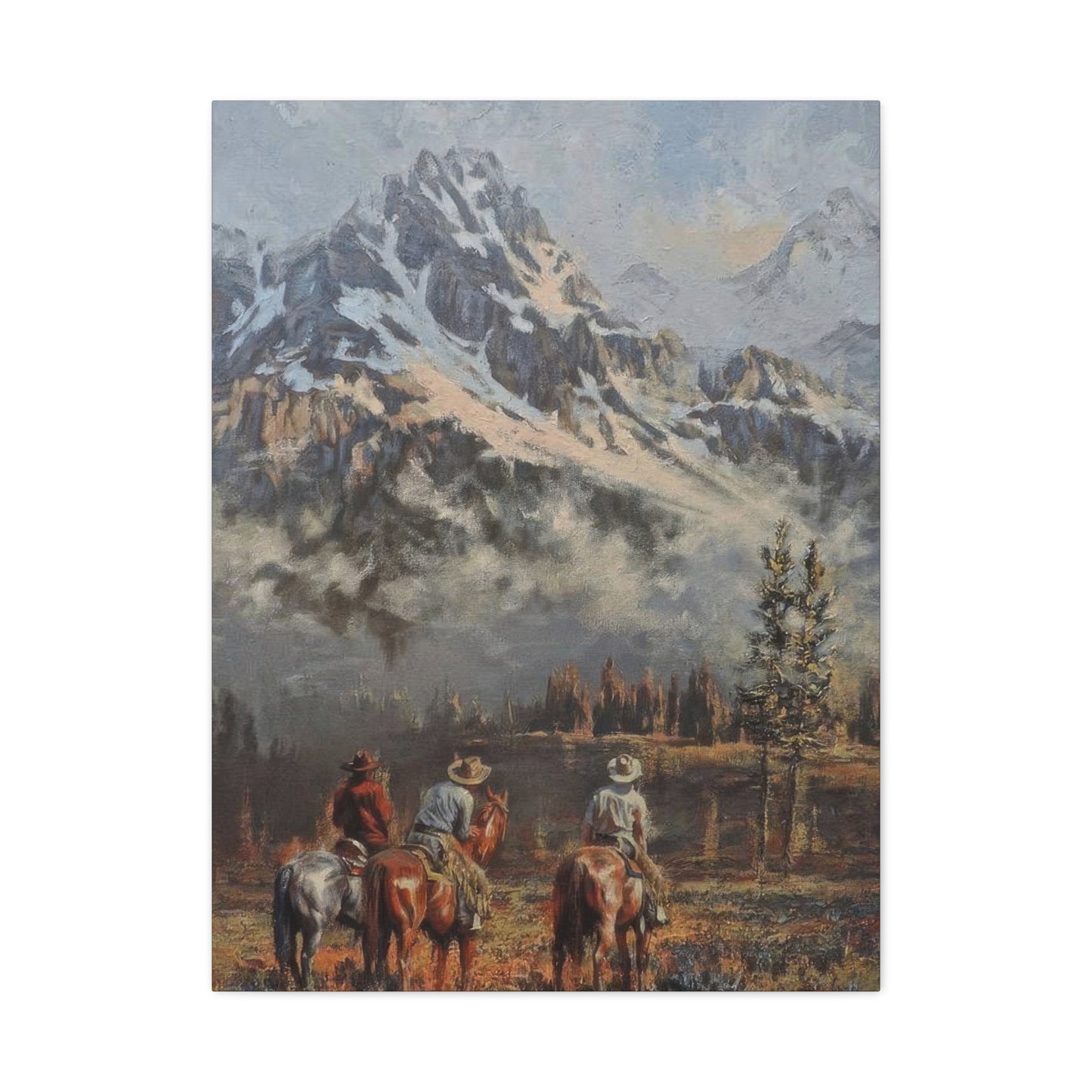 Cowboy Mountain In Background Wall Art & Canvas Prints