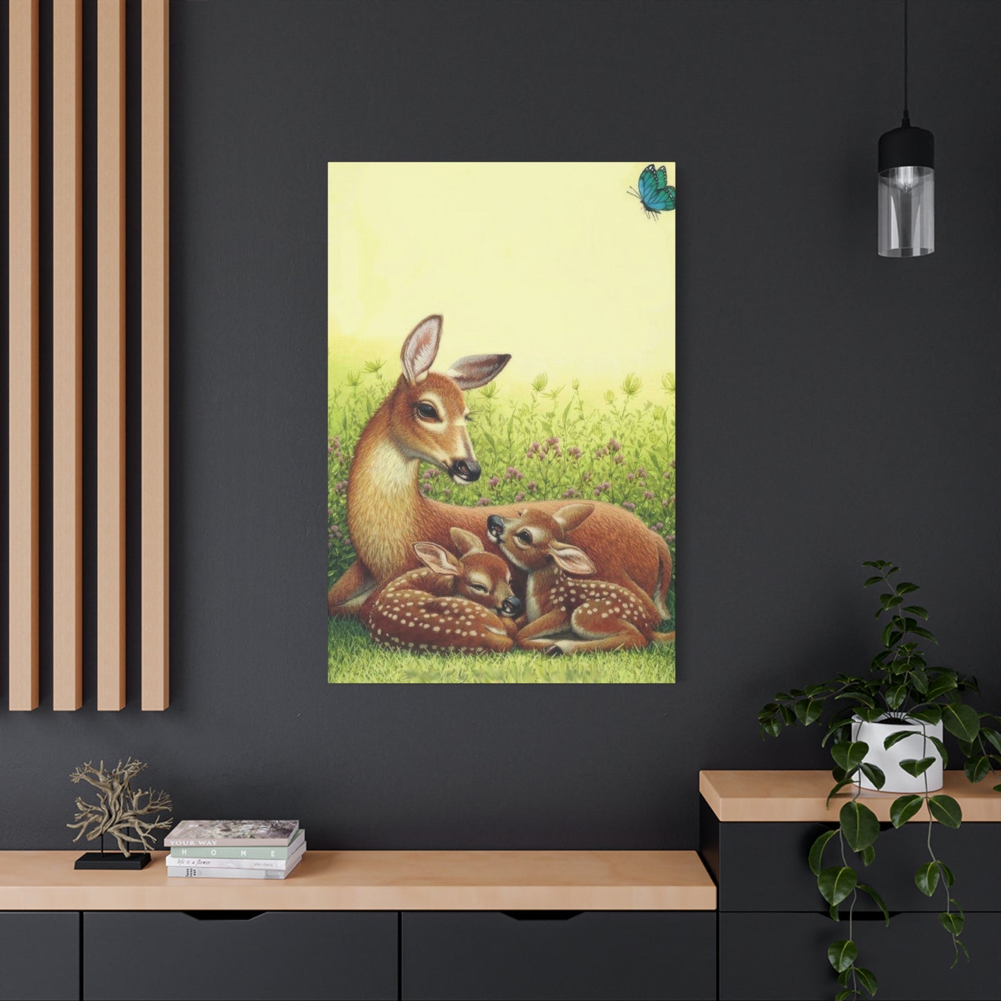 Deer With Its Babies Lying Wall Art & Canvas Prints