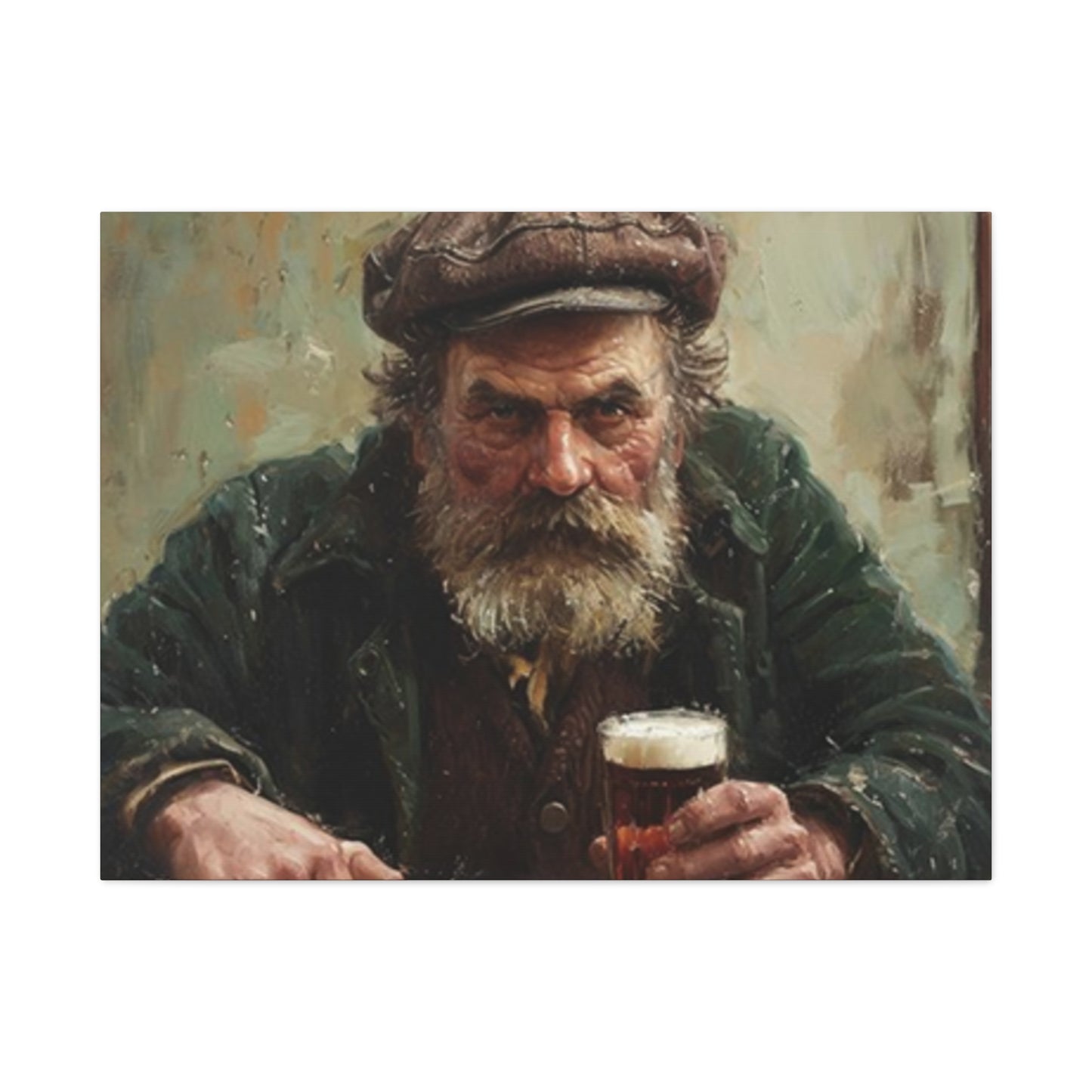 Old Man With A Beer Painting Wall Art & Canvas Prints