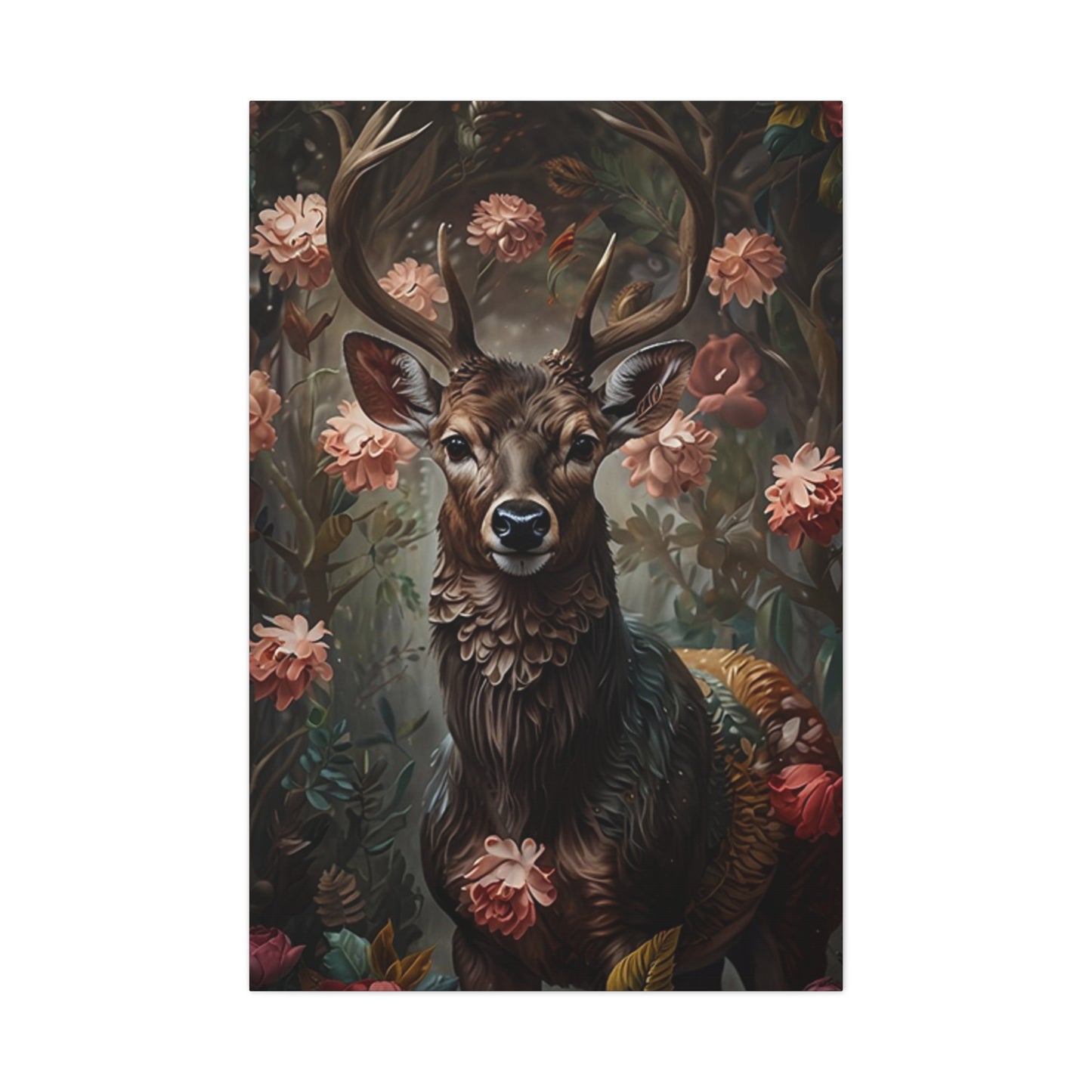 Tropical Flower Reindeer Wall Art & Canvas Prints