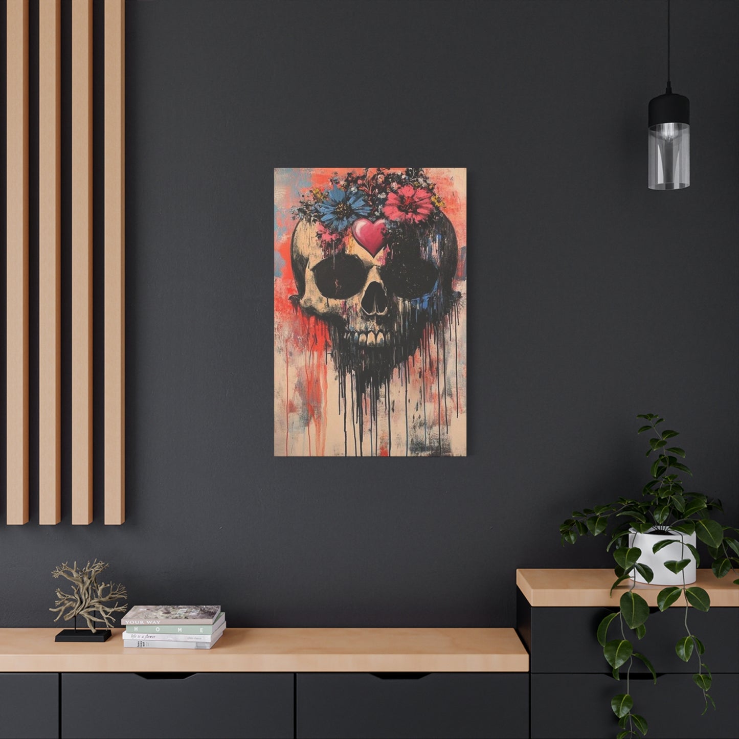 Colorful Flowers On Skull Poster Wall Art & Canvas Prints