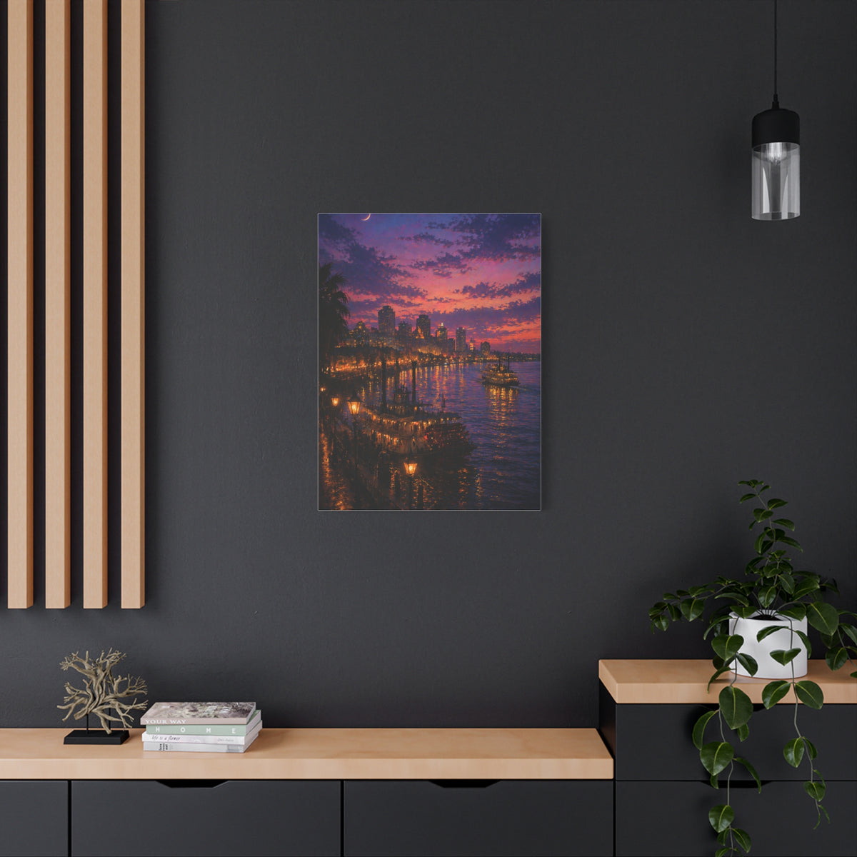 Mississippi River Twilight Cityscape Wall Art & Canvas Print