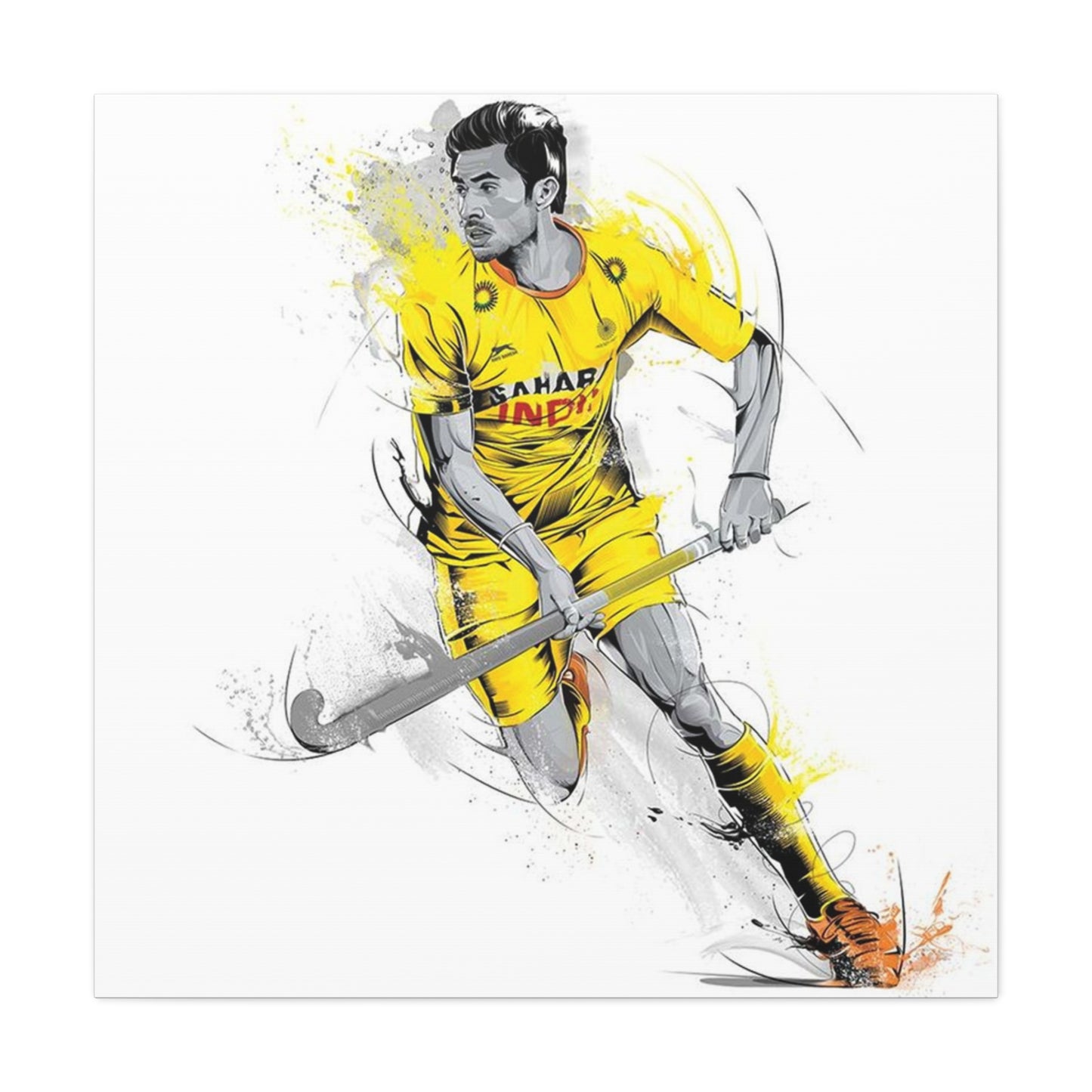 Indian Hockey Player Painting Wall Art & Canvas Prints