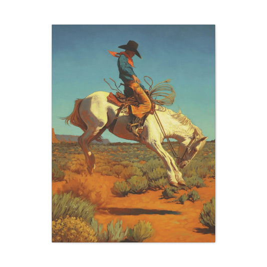 Cowboy On Jumping Horse Wall Art & Canvas Prints