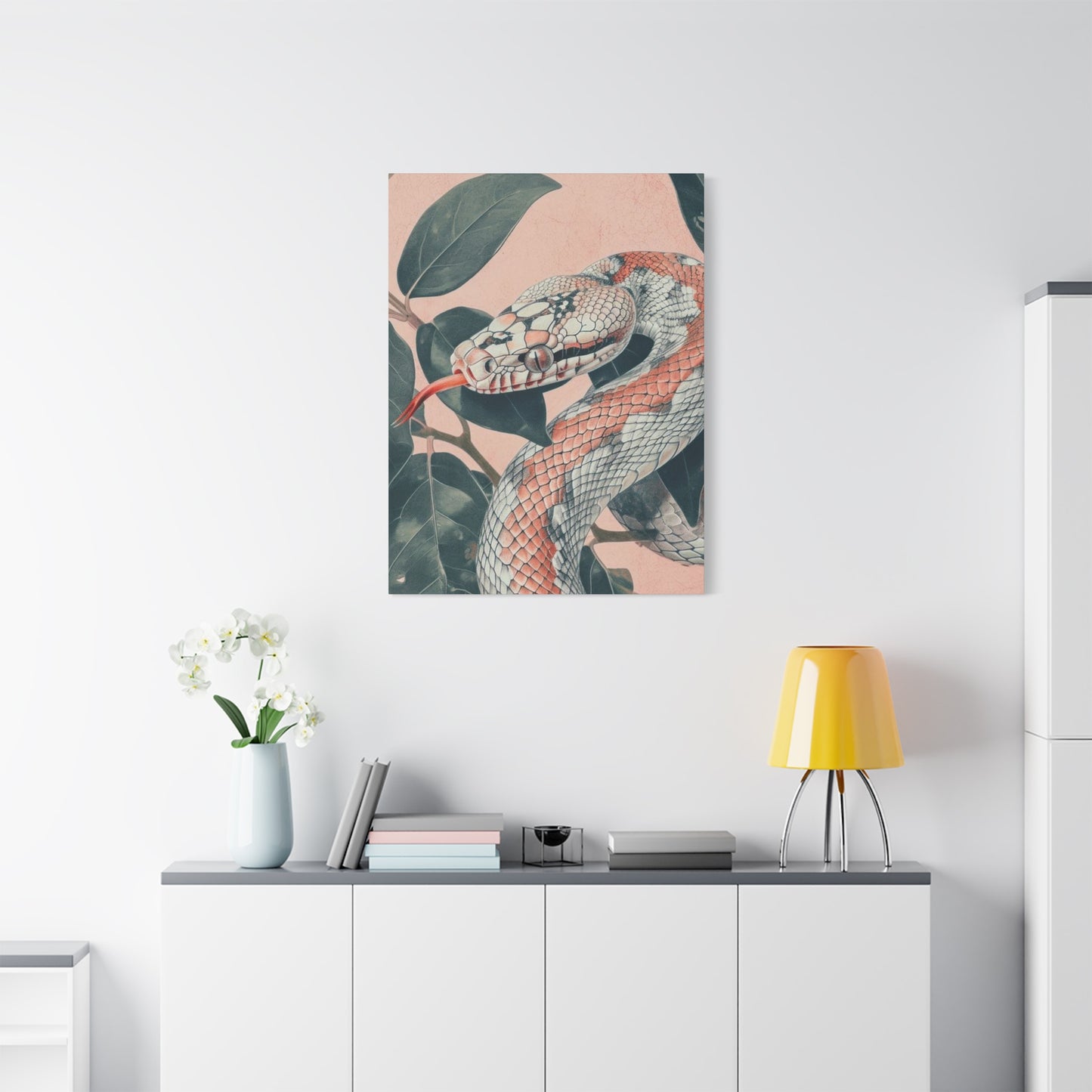 White And Pink Snake Wall Art & Canvas Prints