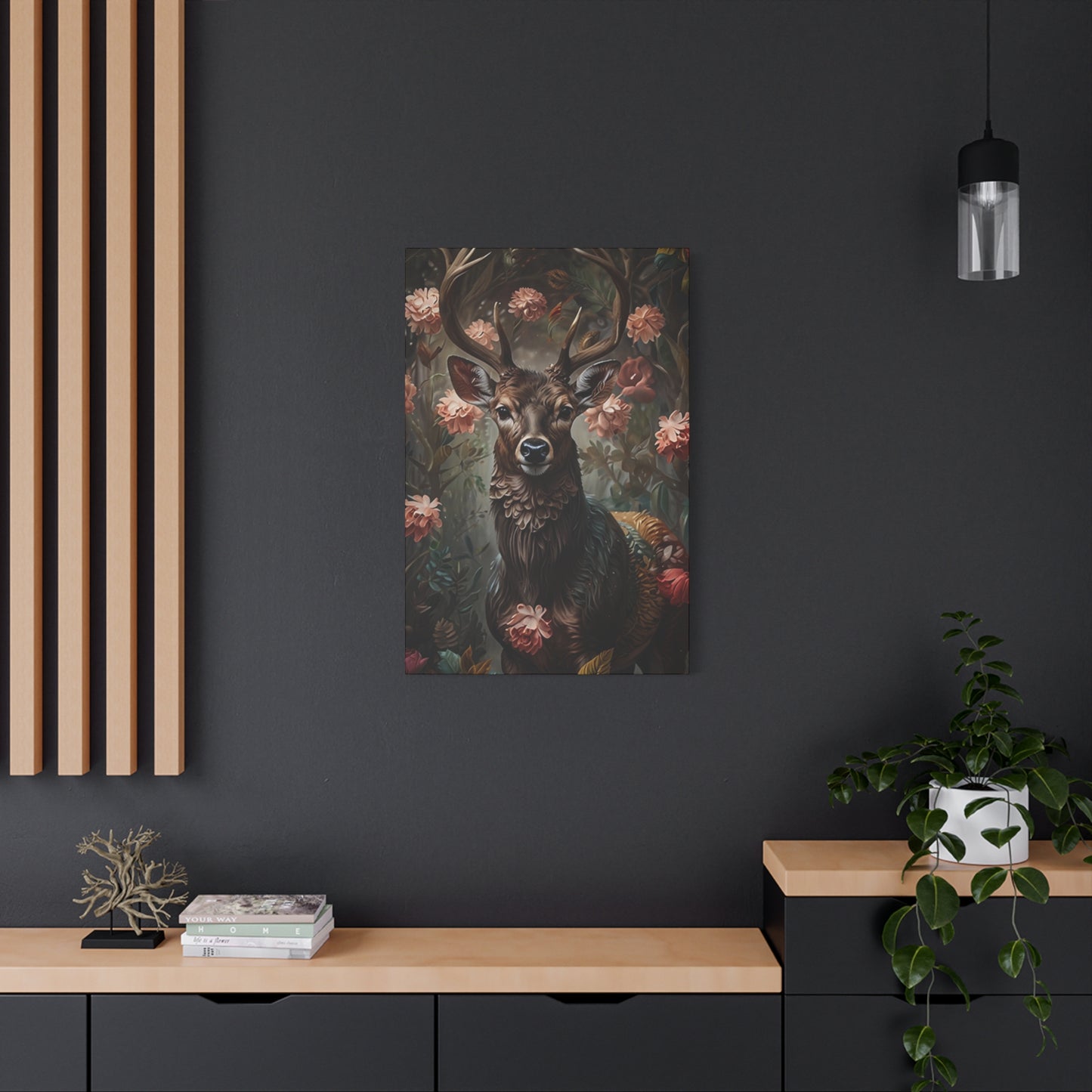 Tropical Flower Reindeer Wall Art & Canvas Prints