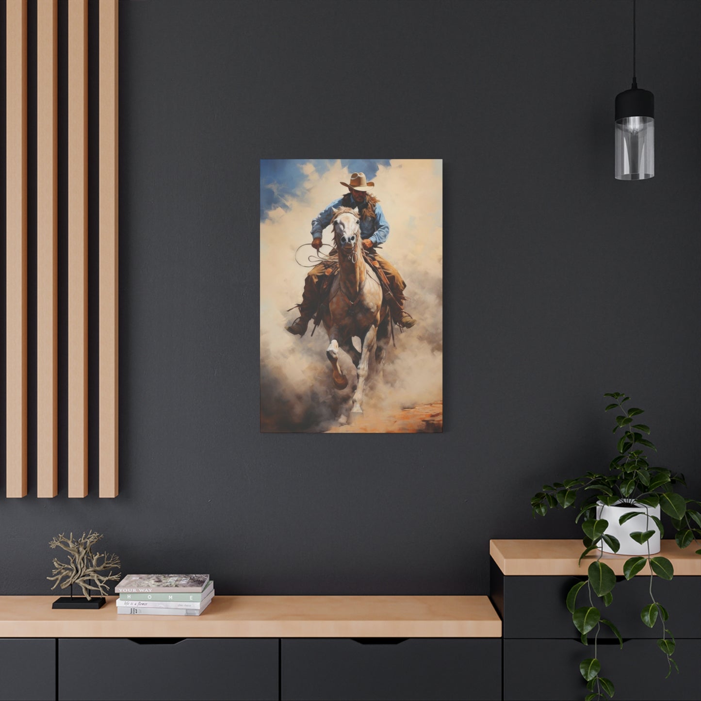 Cowboy Speeding With Horse Wall Art & Canvas Prints