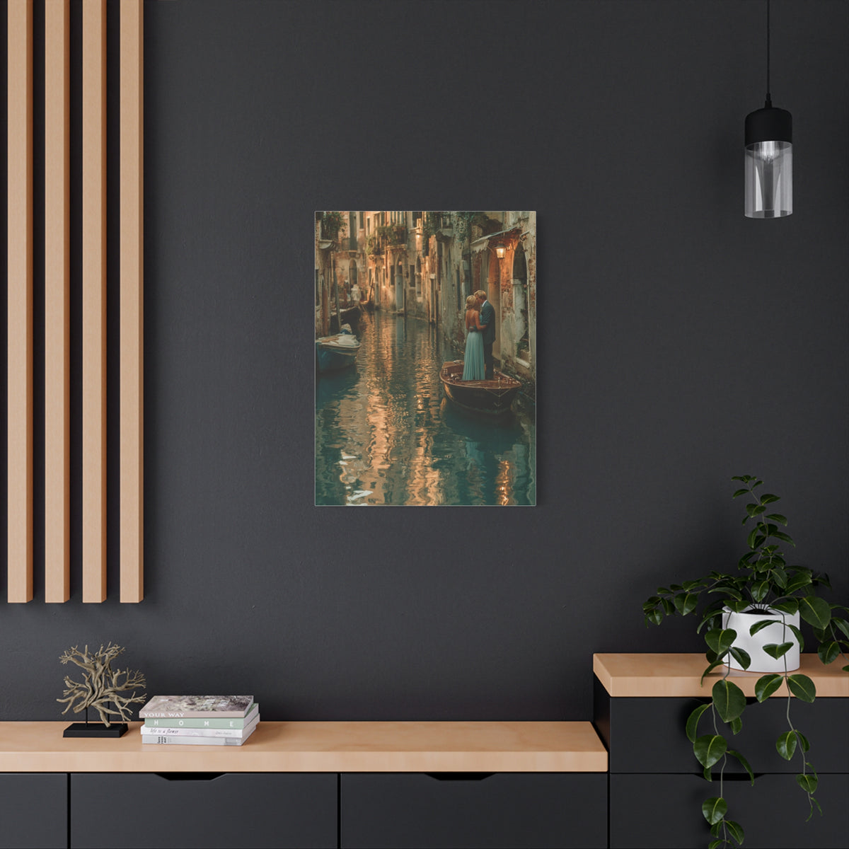 Venetian Canal Romance Couple Wall Art & Canvas Print