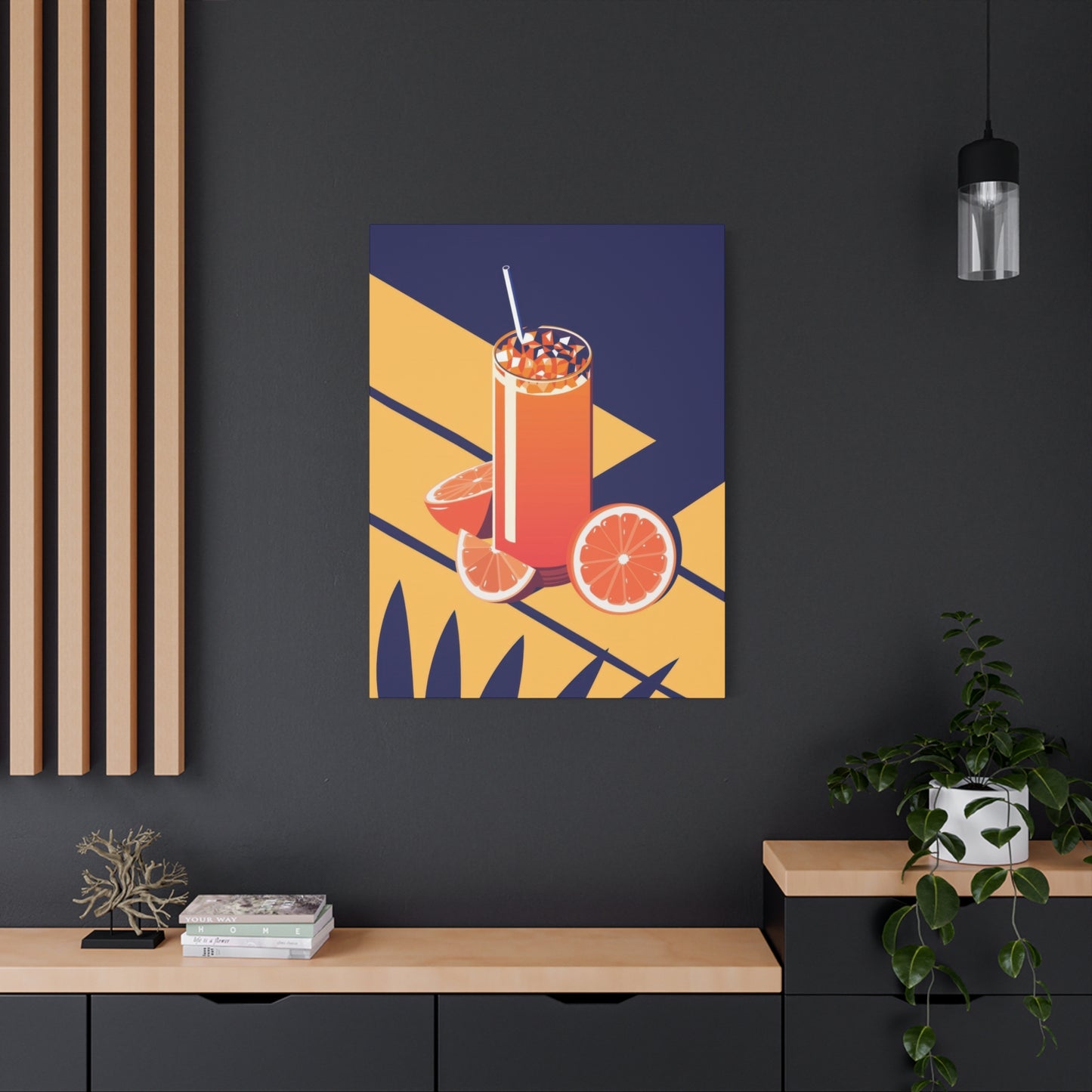 Orange Juice Blue Yellow Wall Art & Canvas Prints