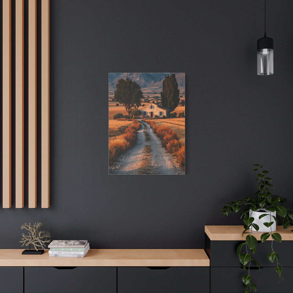 Farmhouse Gravel Lane Countryside Wall Art & Canvas Print