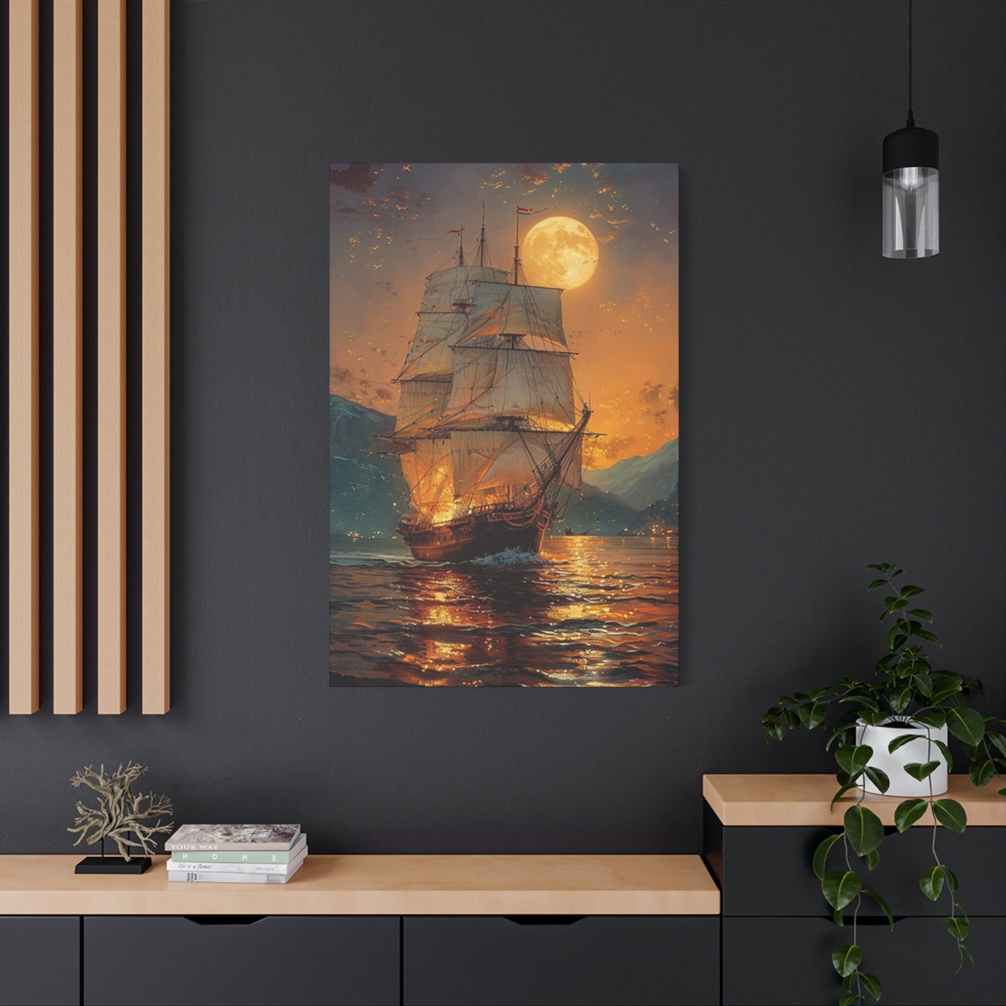 Ship Sailing In Evening Wall Art & Canvas Prints