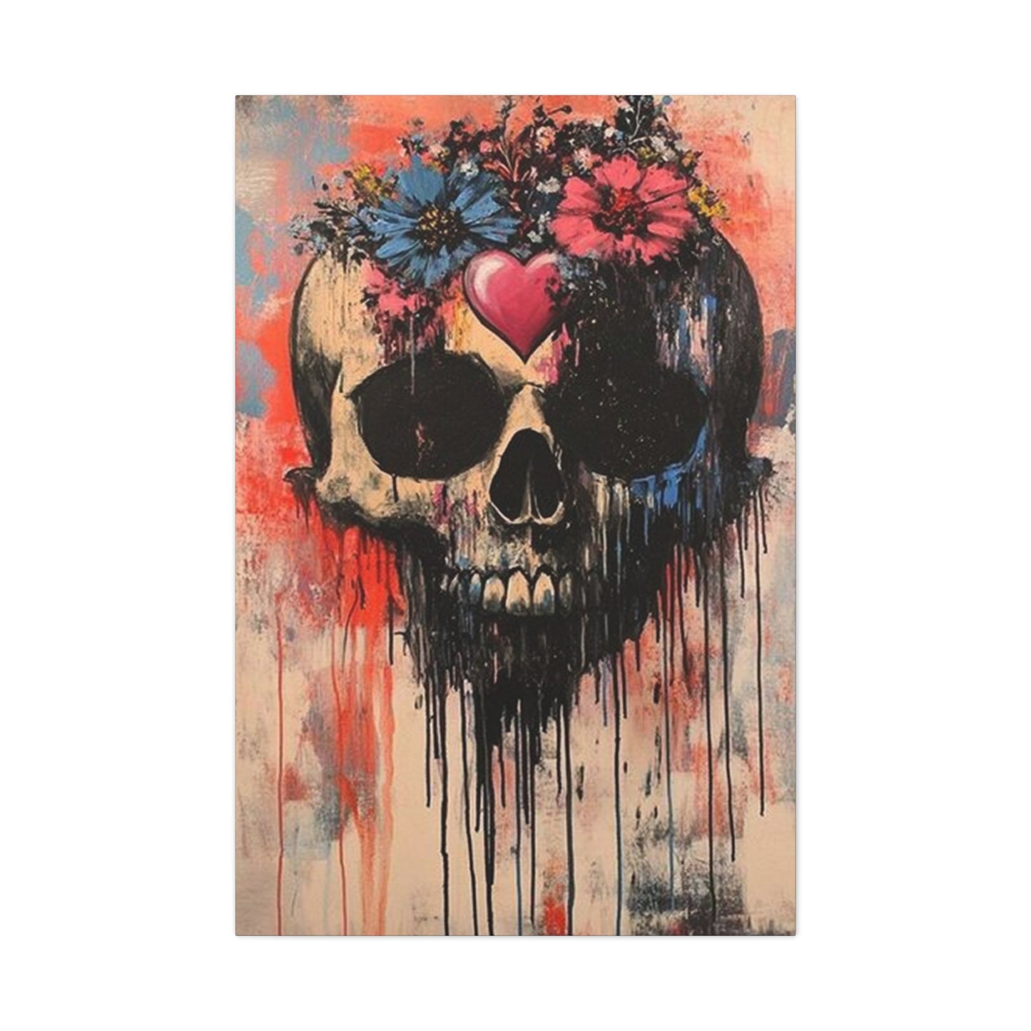 Colorful Flowers On Skull Poster Wall Art & Canvas Prints