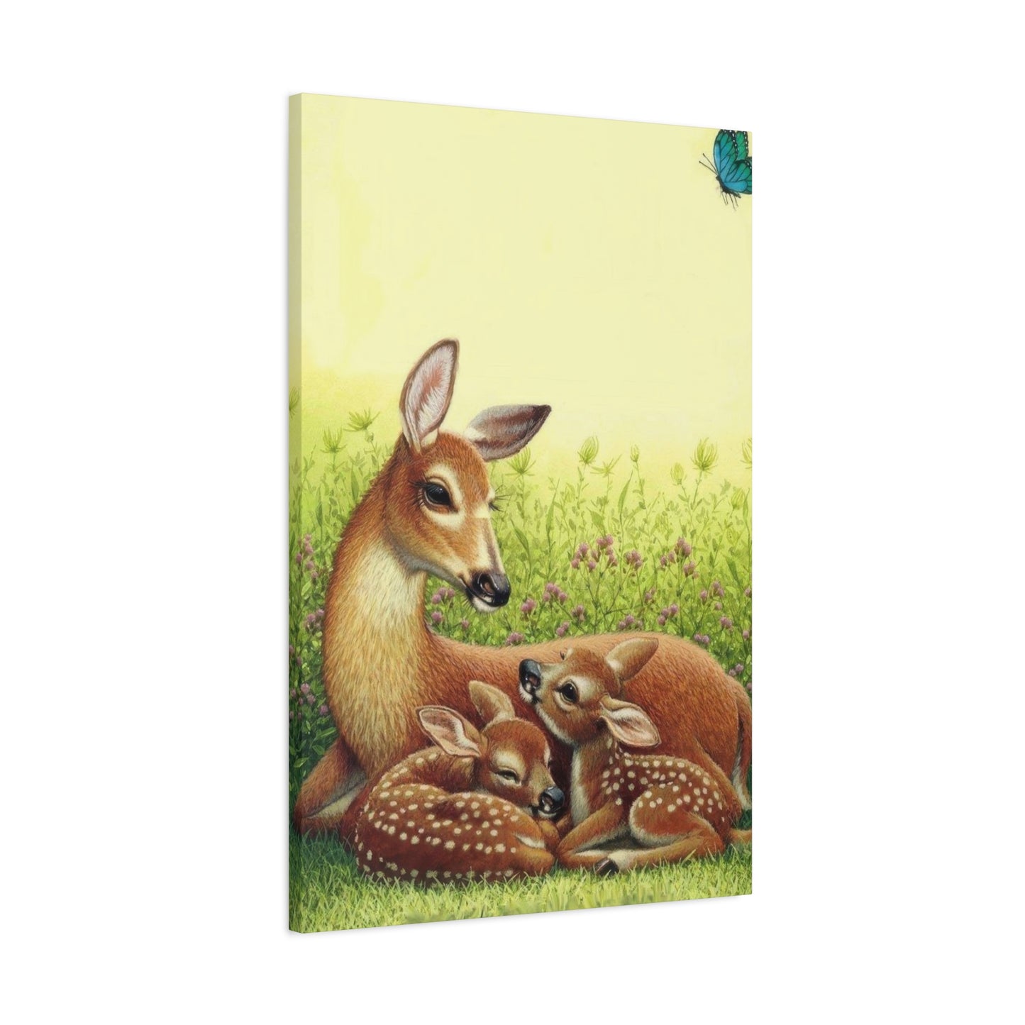 Deer With Its Babies Lying Wall Art & Canvas Prints