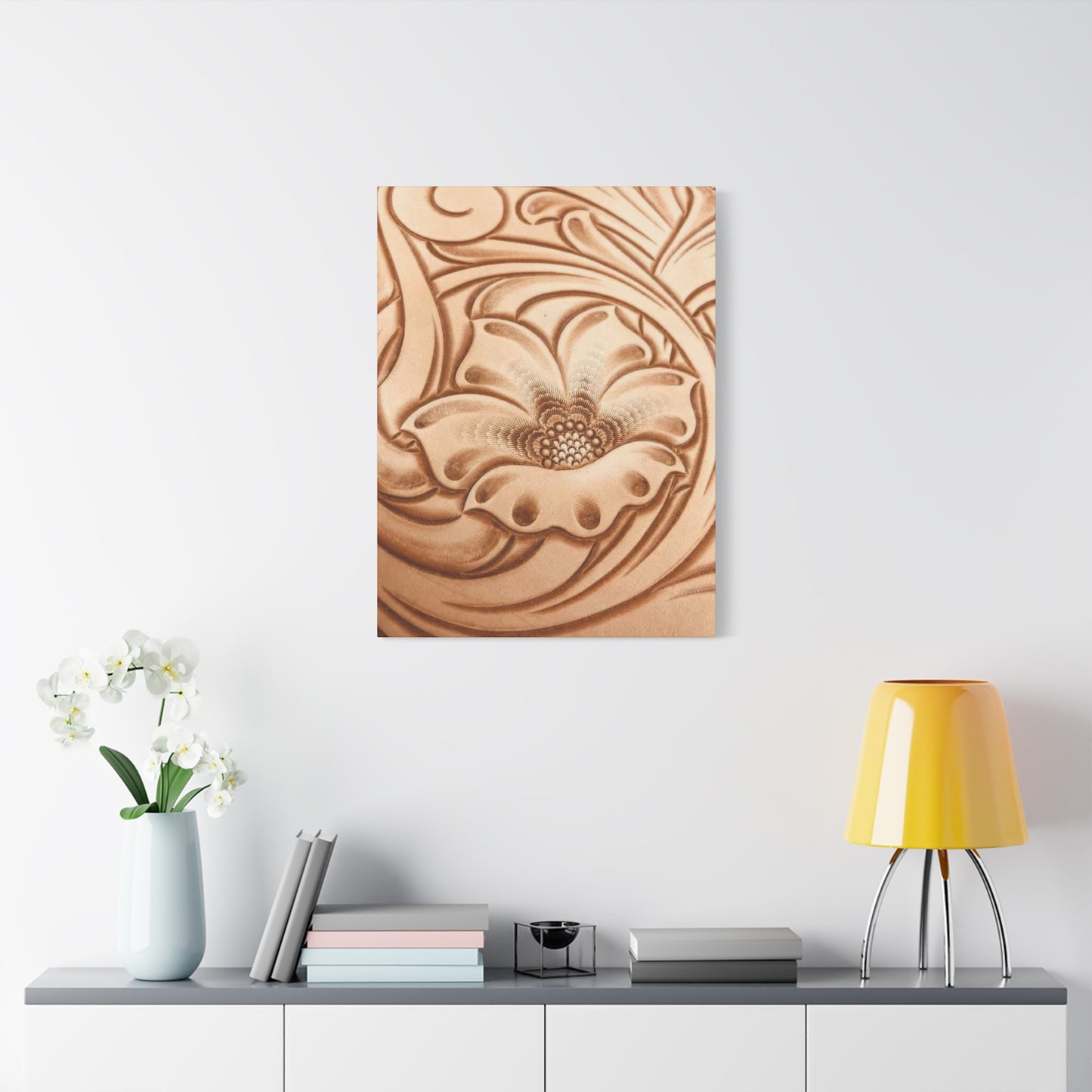 Flower On Leather Wall Art & Canvas Prints