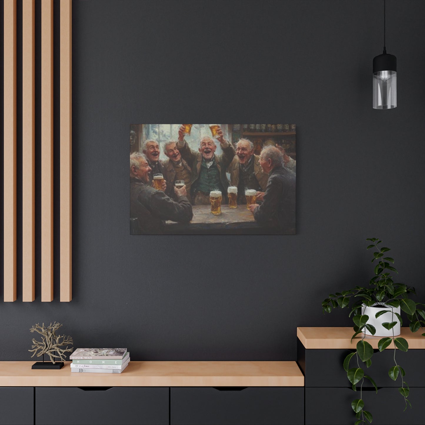 Old People Enjoying Drinks Painting Wall Art & Canvas Prints