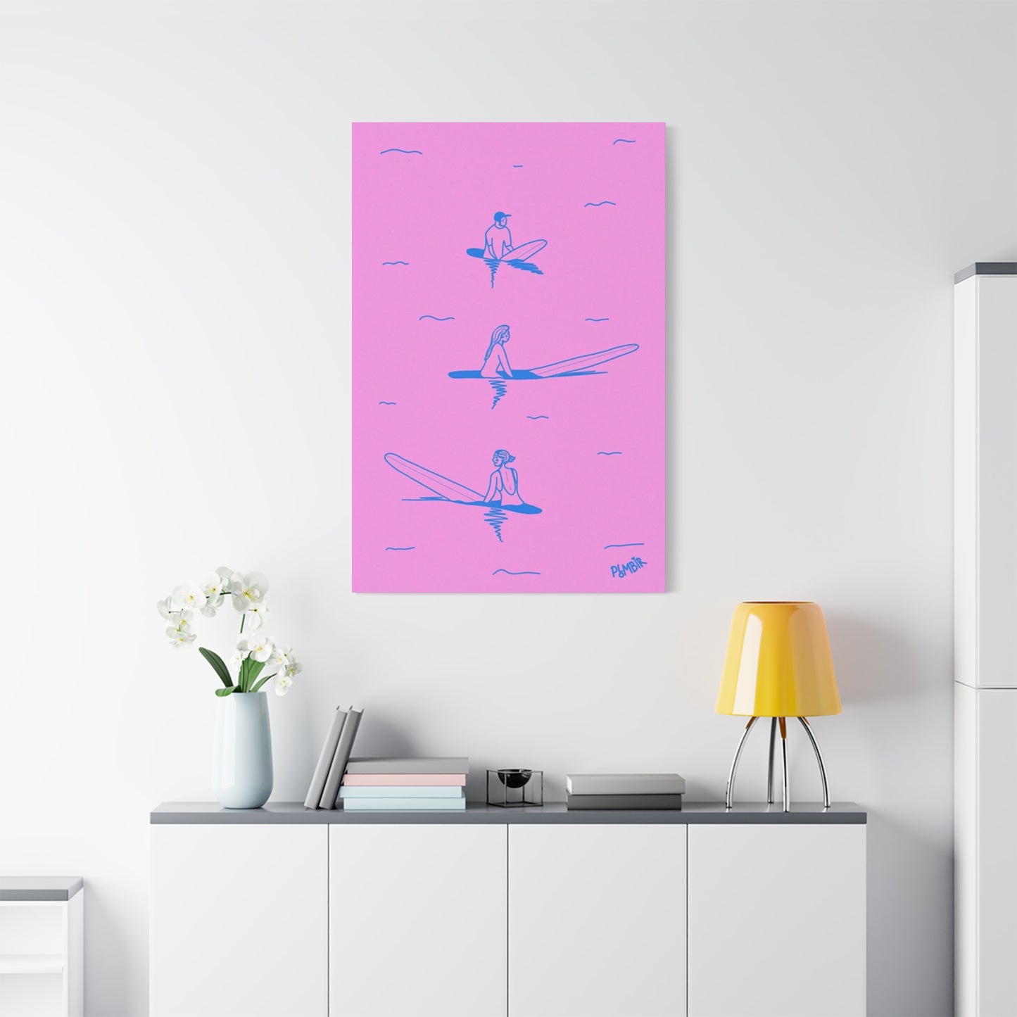 Surfing In Ocean Painting Wall Art & Canvas Prints