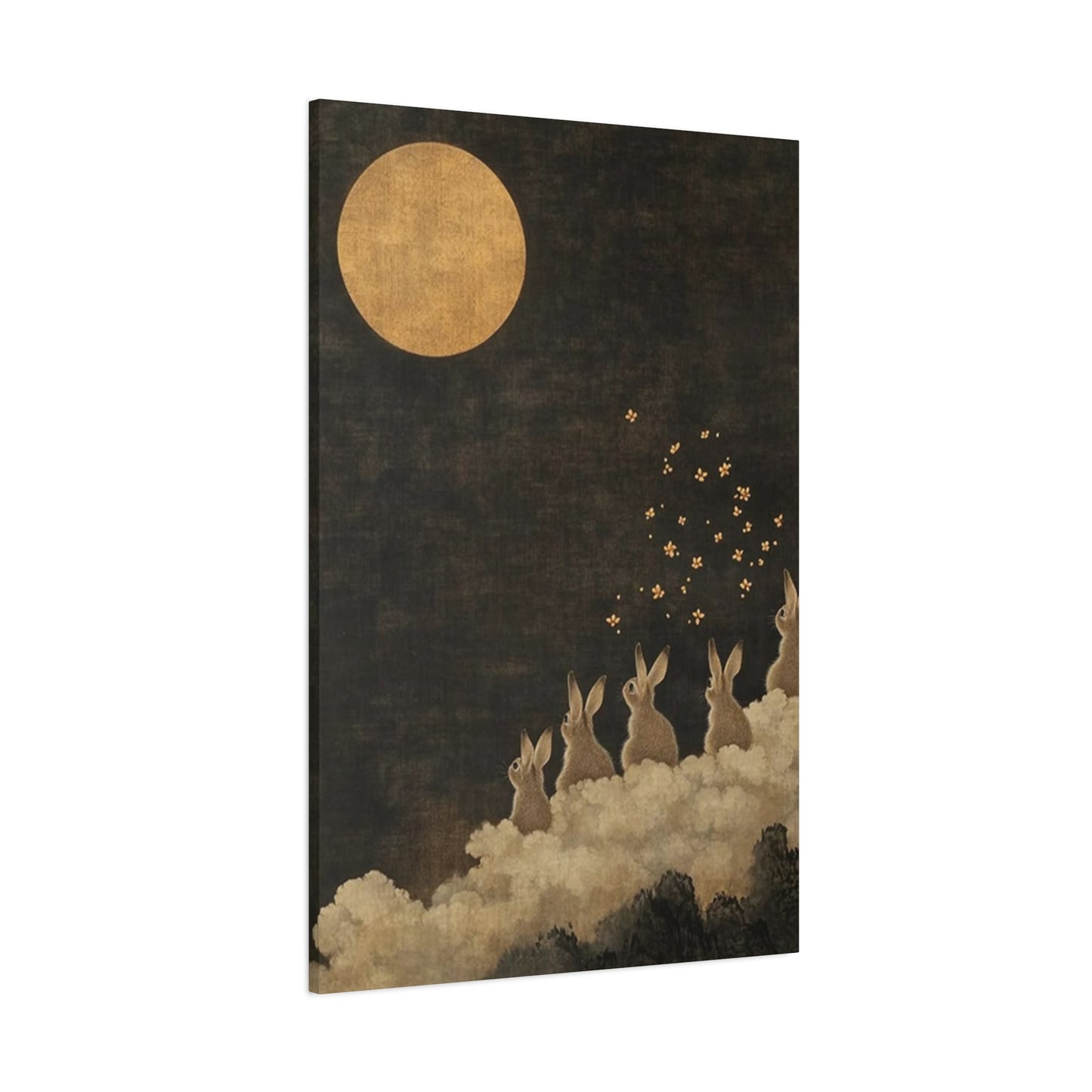 Moon & Rabbits Painting Wall Art & Canvas Prints