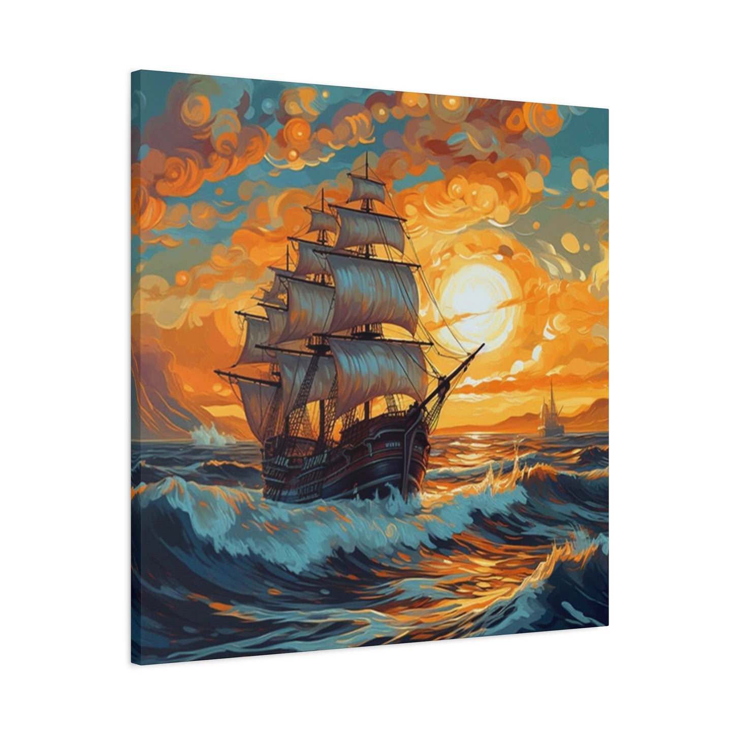Ship Sailing During Dawn Painting Wall Art & Canvas Prints
