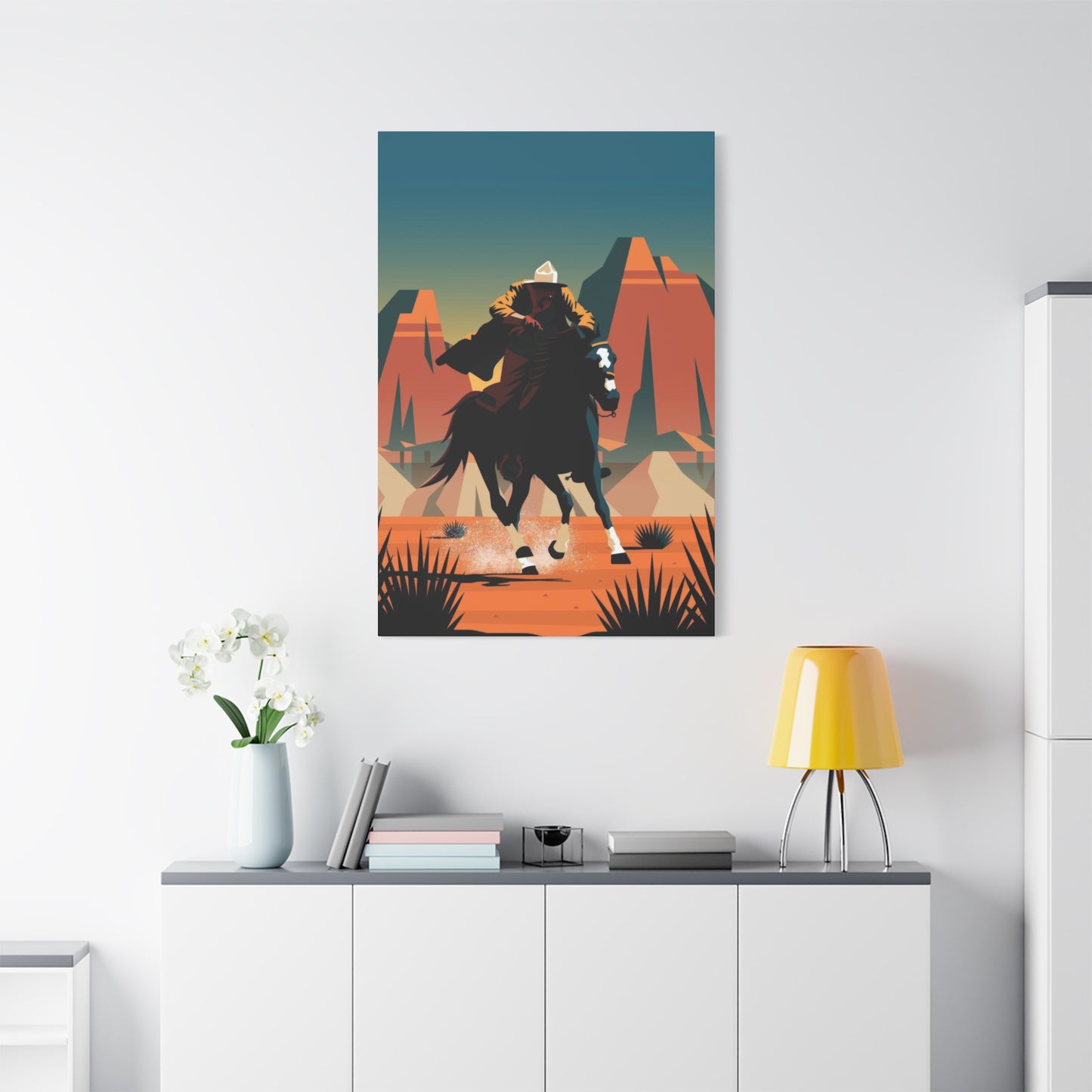 Cowboy On Galloping Horse Wall Art & Canvas Prints