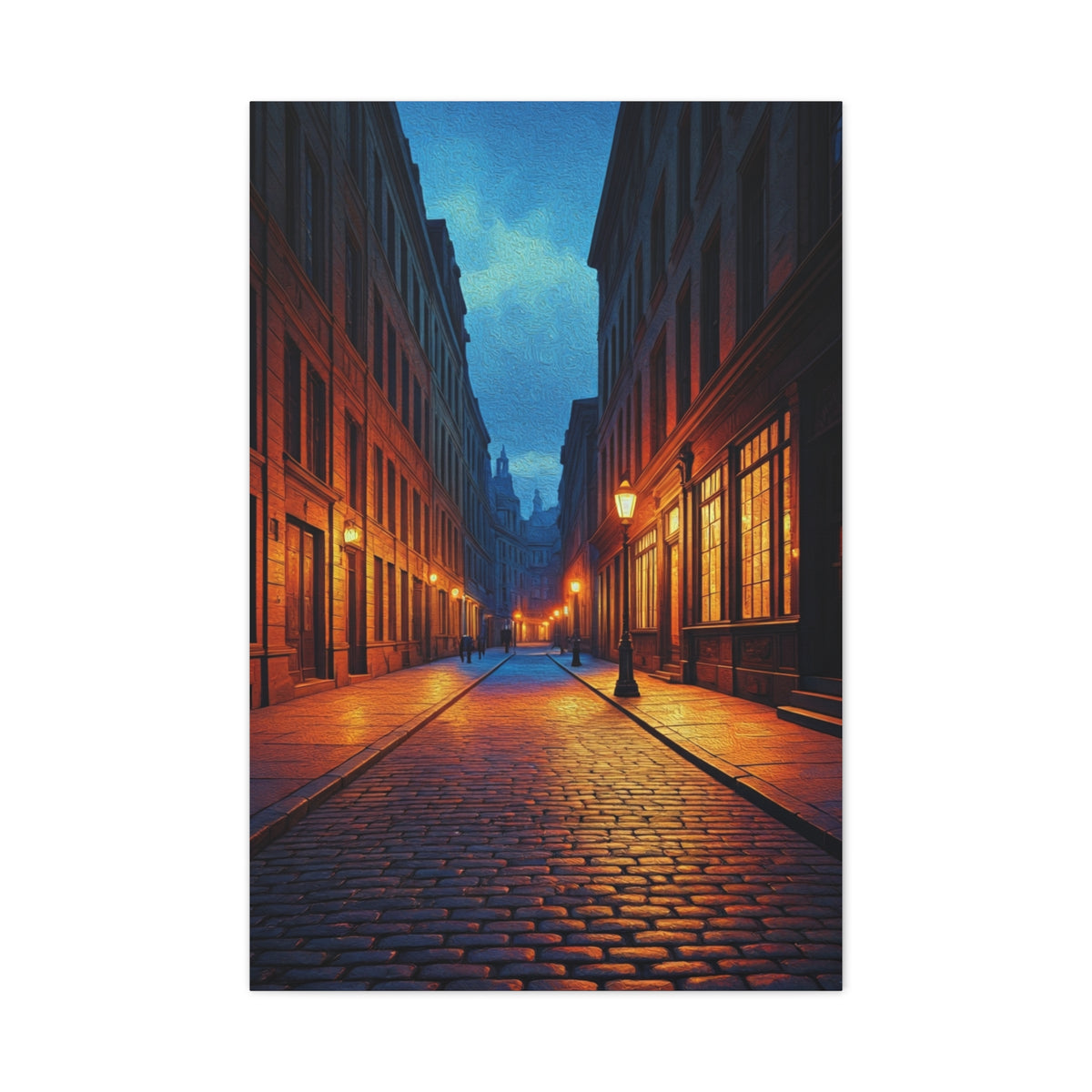 Twilight Cobblestone Street Wall Art & Canvas Prints